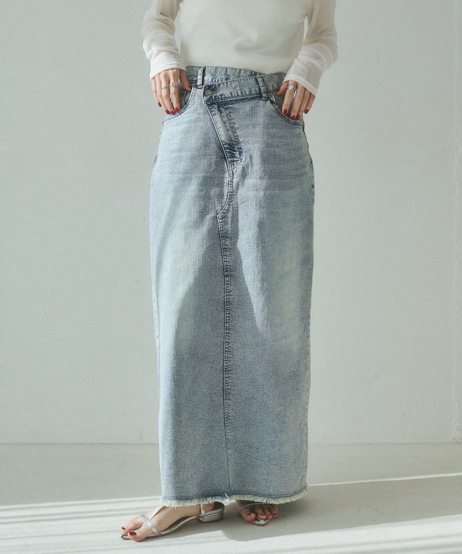 デニム ラップデザイン タイトスカート