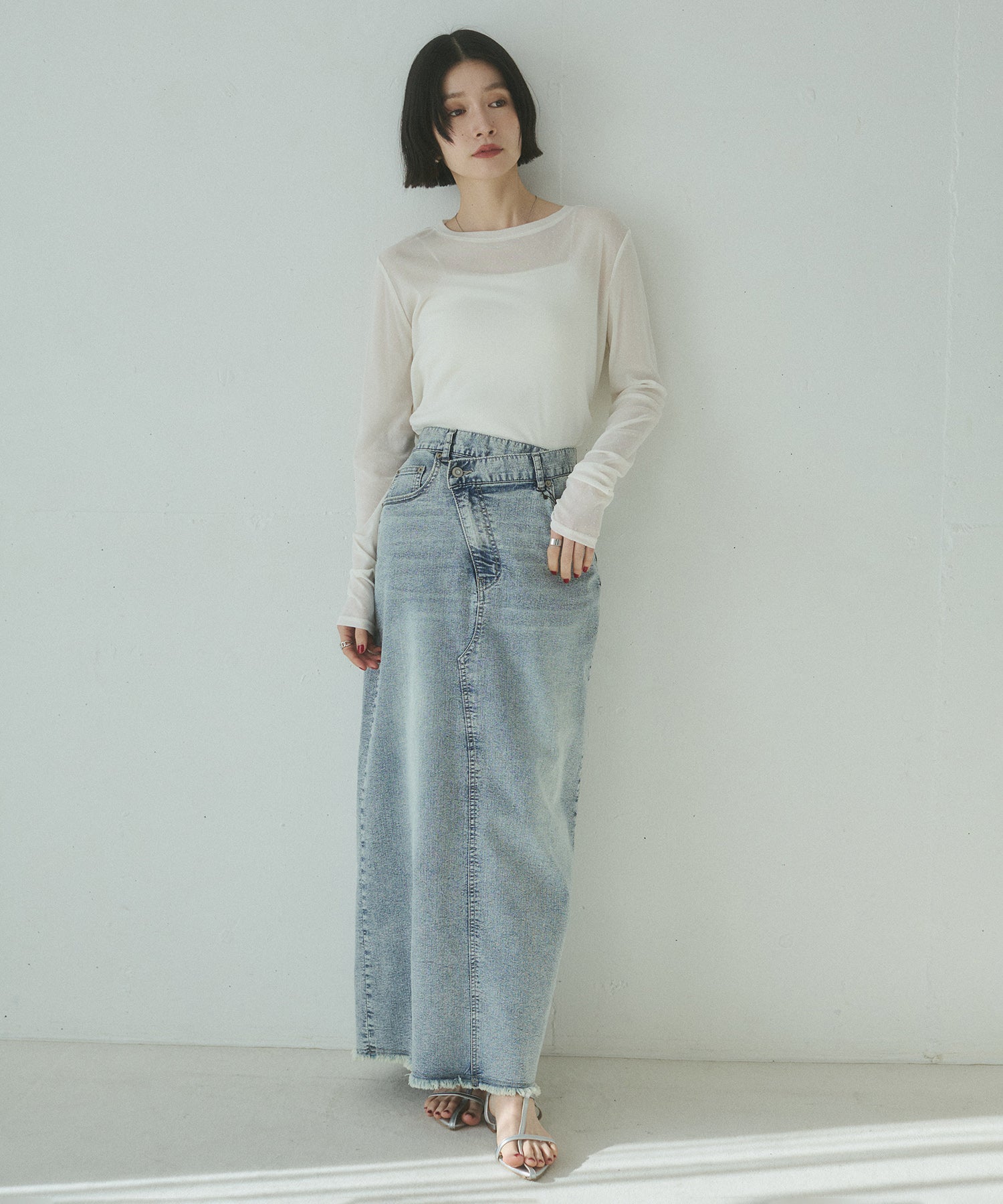 デニム ラップデザイン タイトスカート