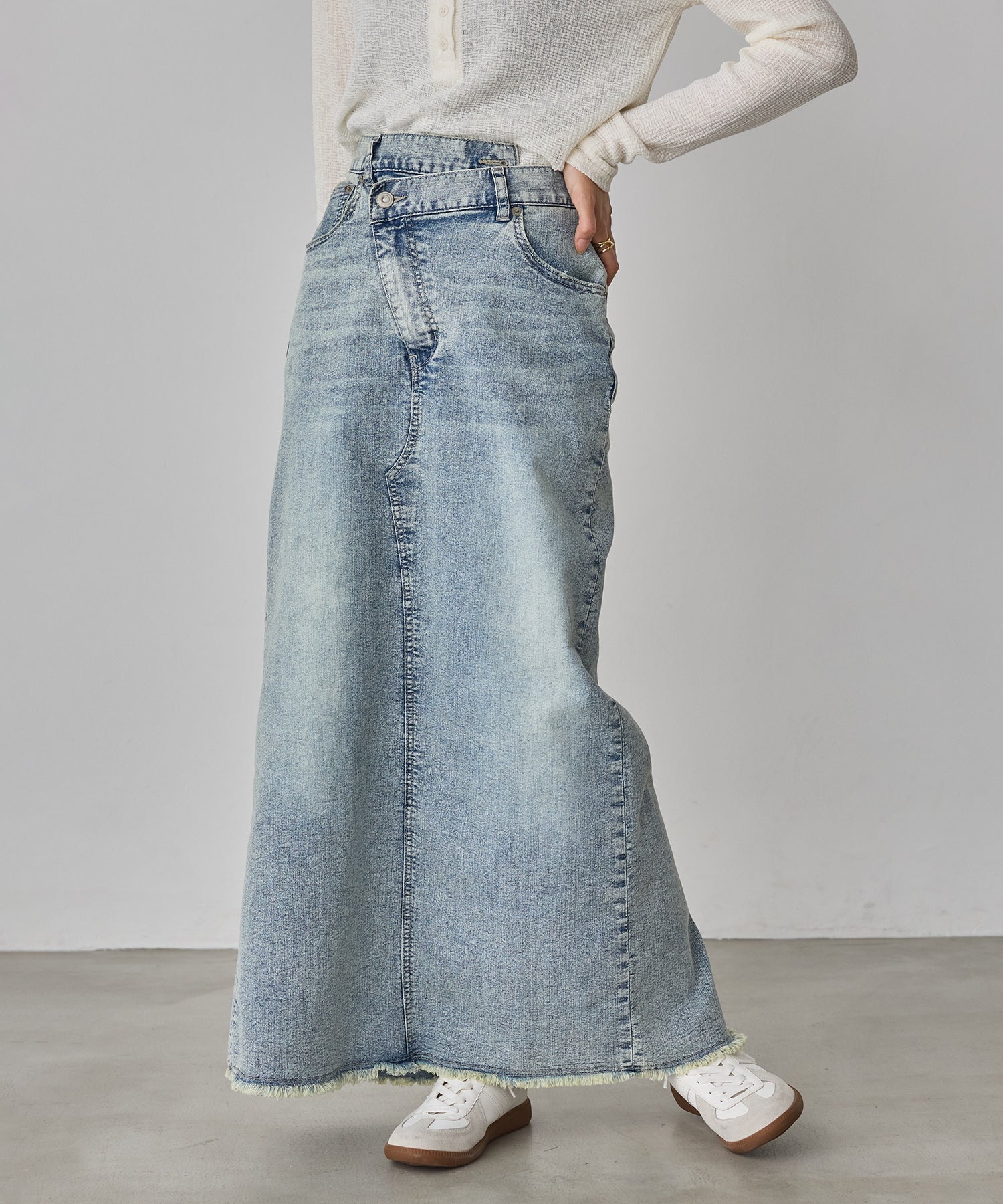 デニム ラップデザイン タイトスカート