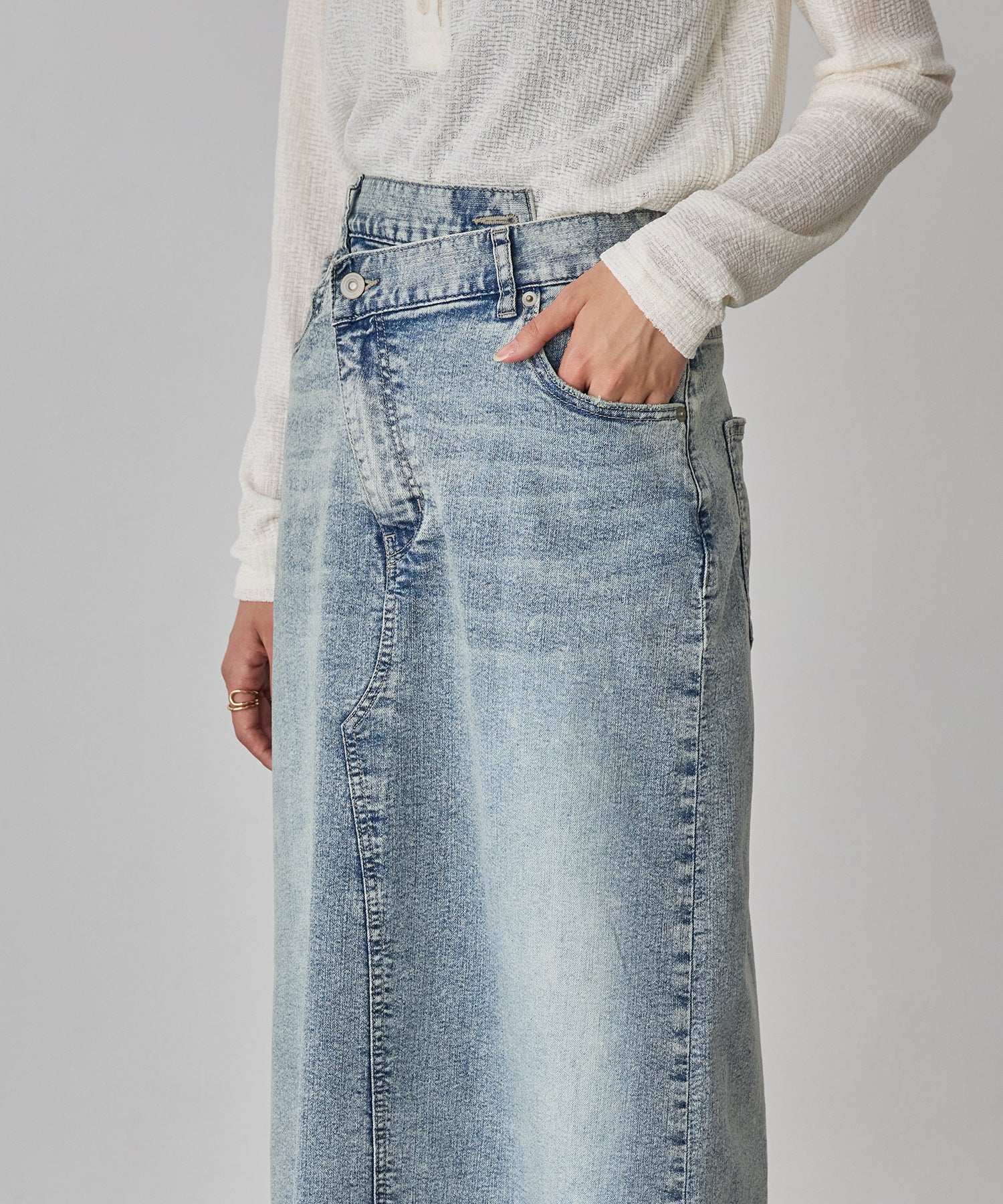 デニム ラップデザイン タイトスカート