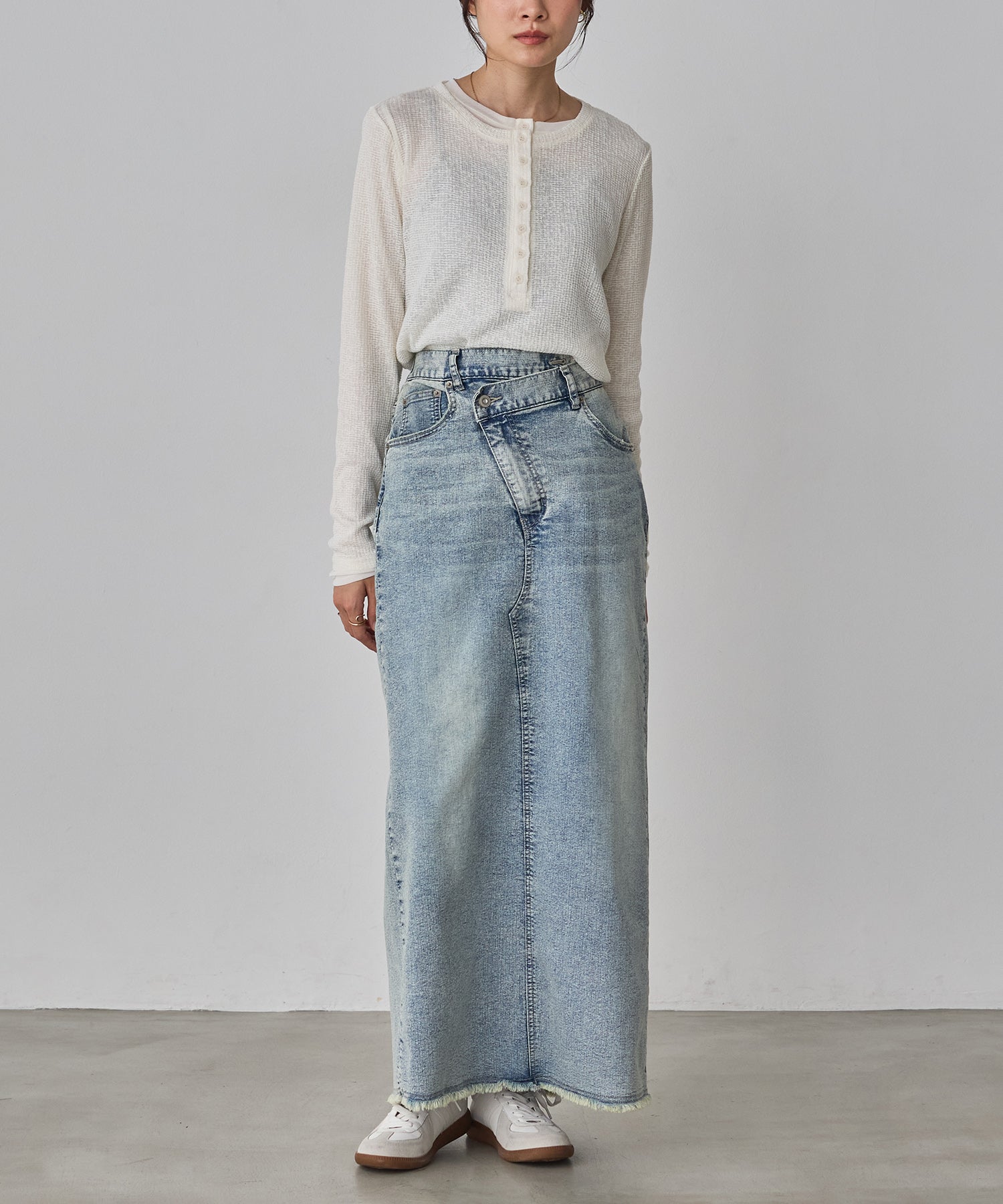 デニム ラップデザイン タイトスカート