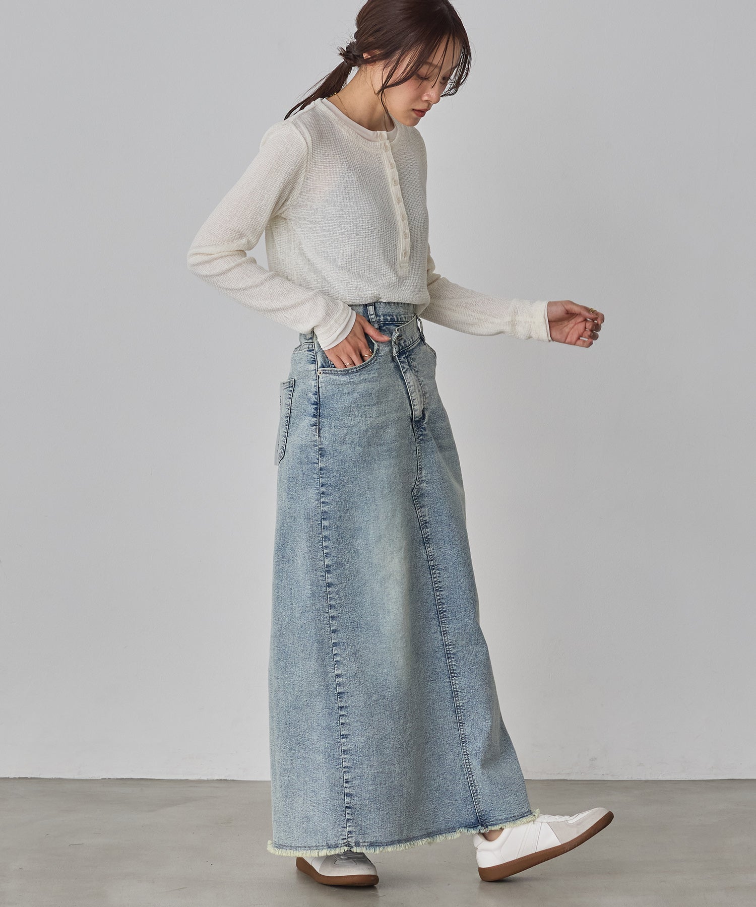 デニム ラップデザイン タイトスカート