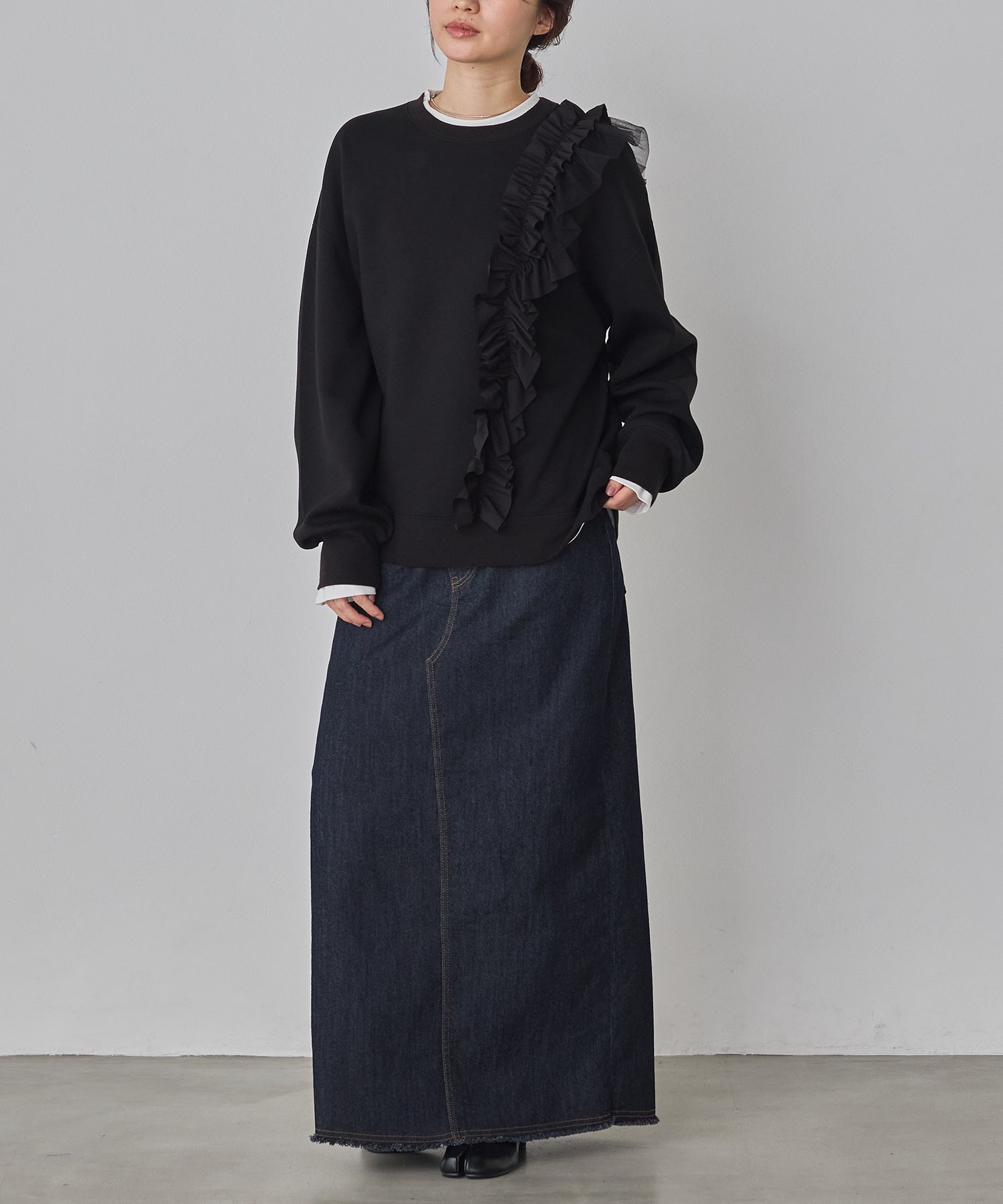 デニム ラップデザイン タイトスカート