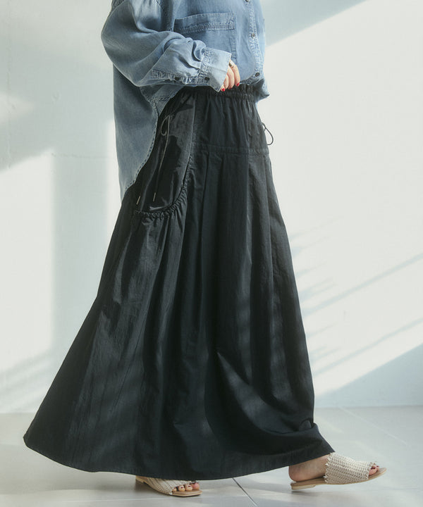 Nylon Design Flared Skirt　