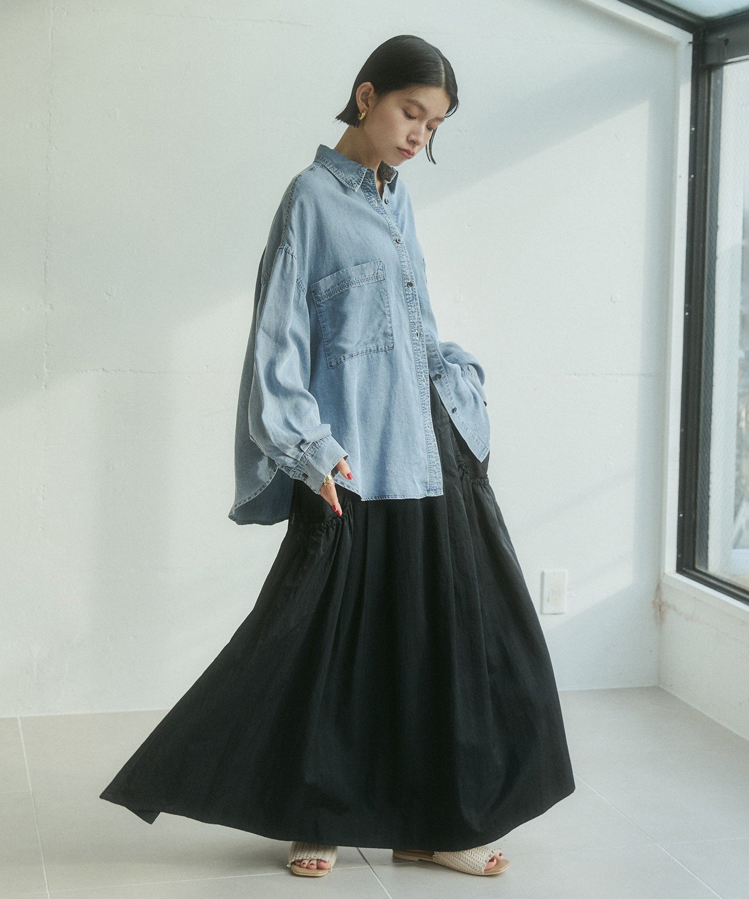 ナイロン デザインフレアスカート