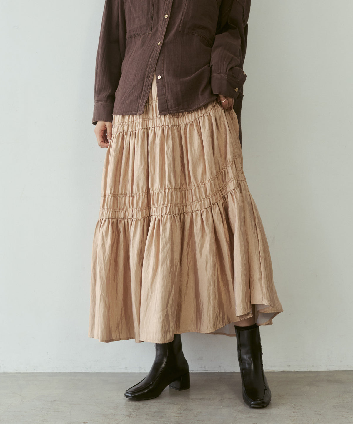CHAMBRAY GATHERED SKIRT