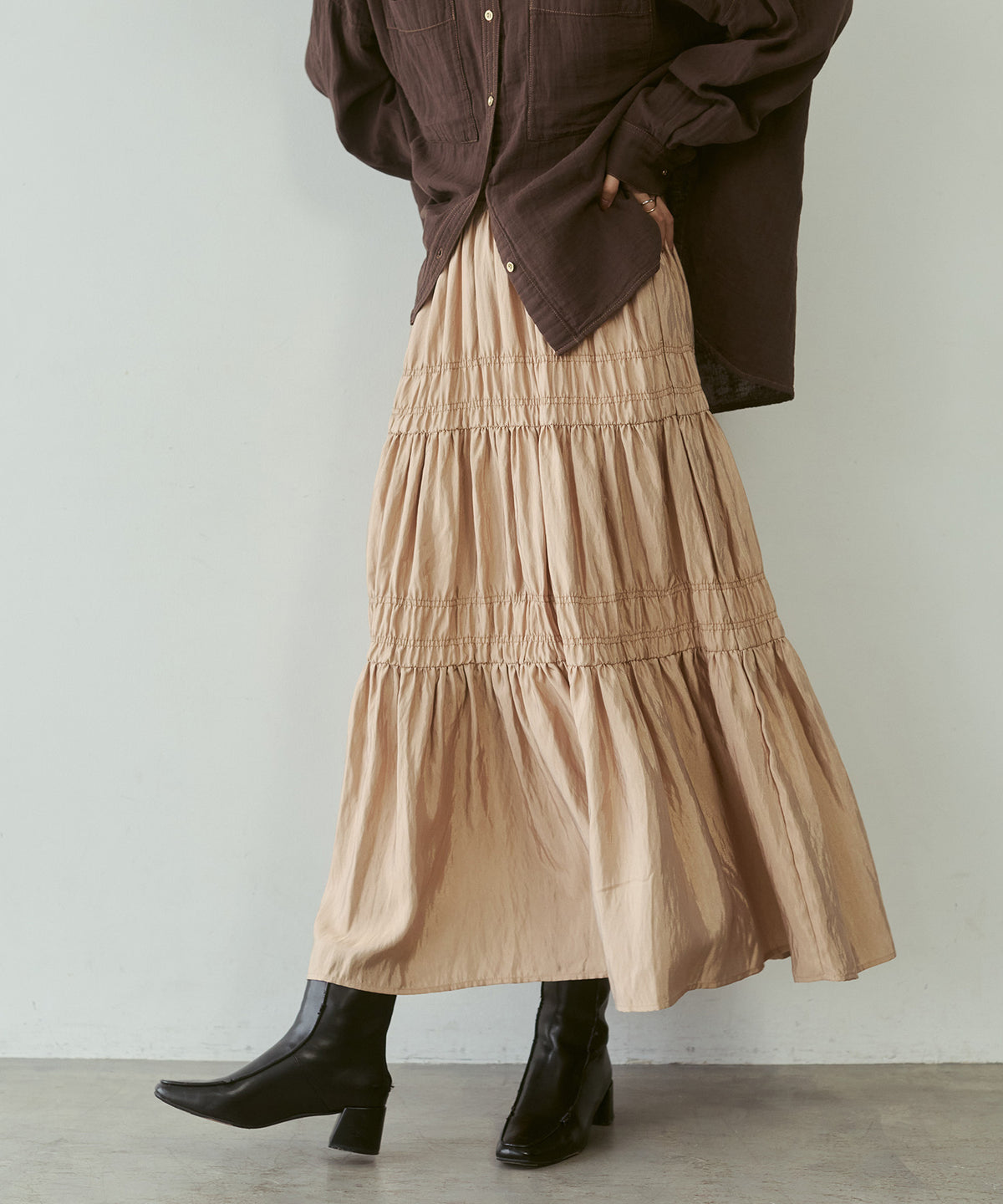 CHAMBRAY GATHERED SKIRT