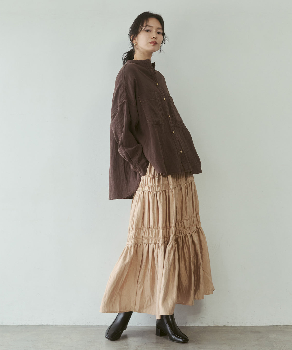 CHAMBRAY GATHERED SKIRT