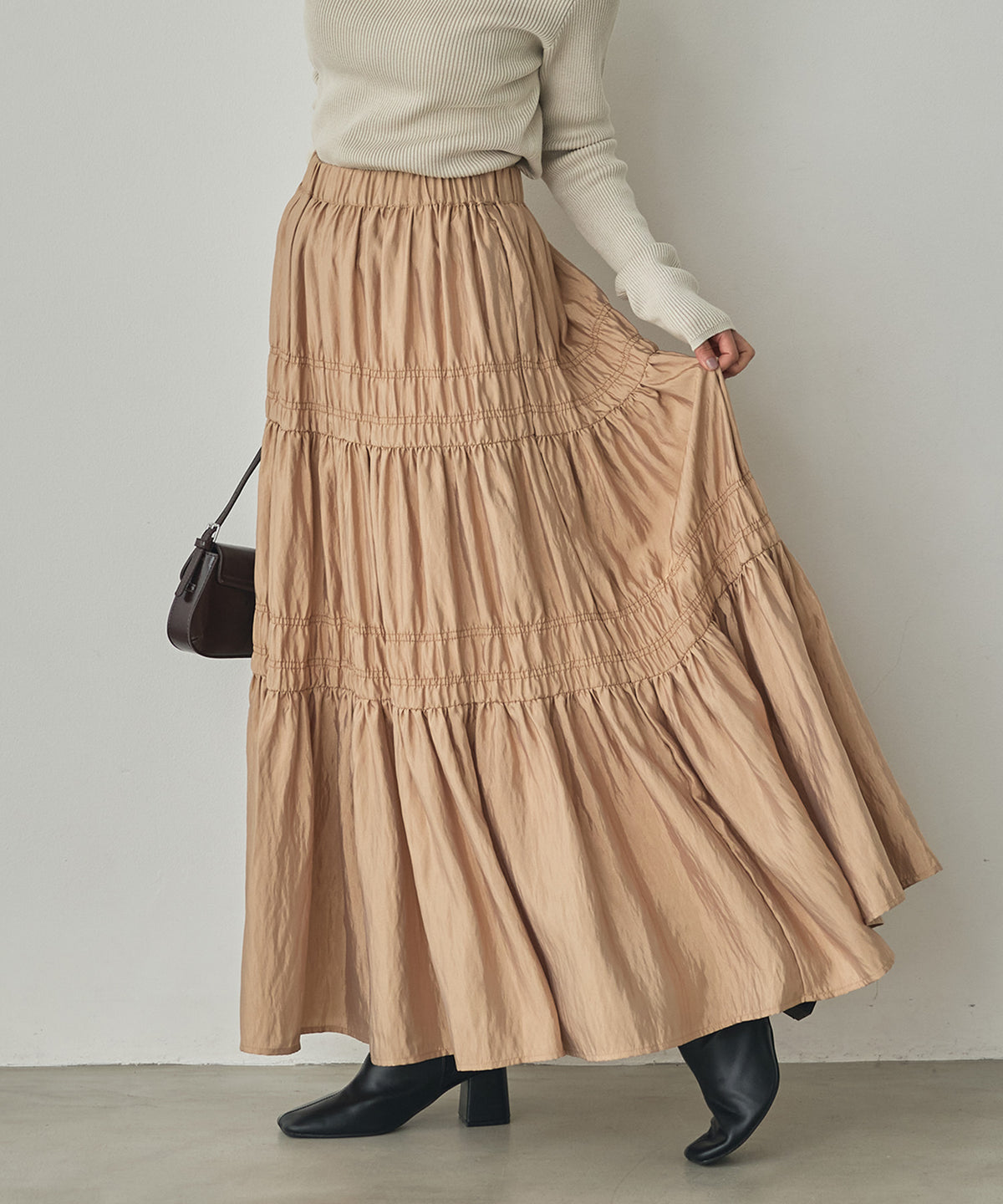 CHAMBRAY GATHERED SKIRT