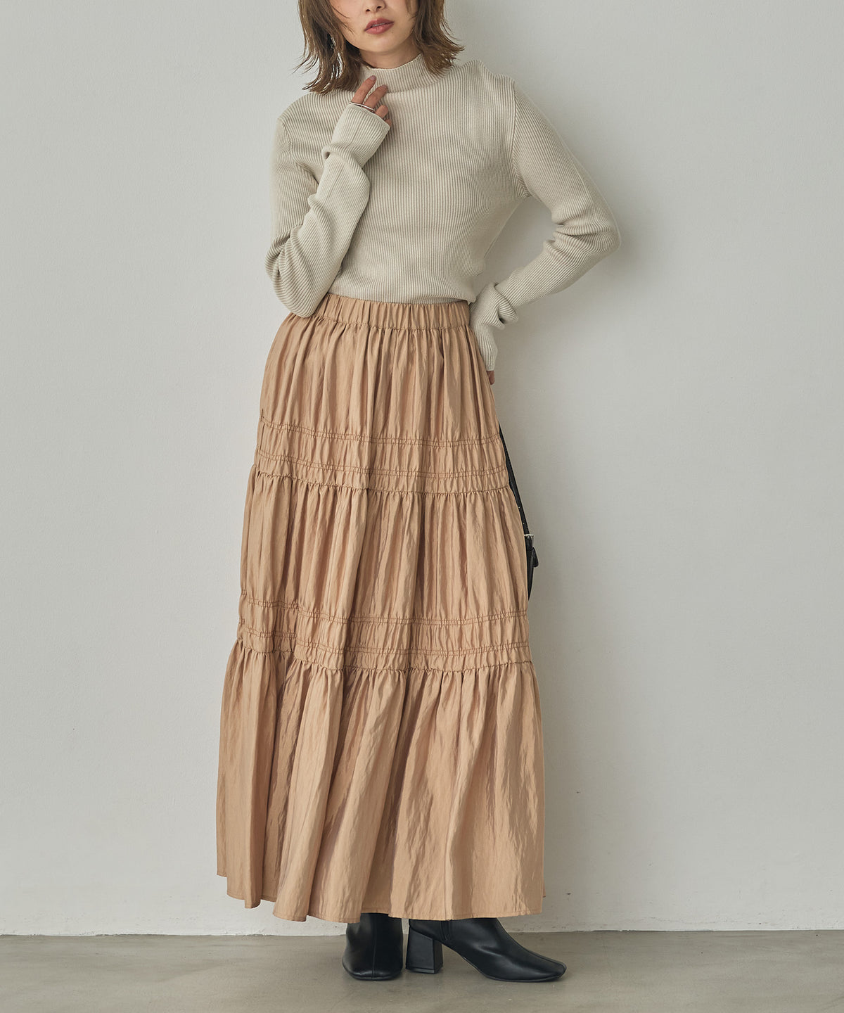 CHAMBRAY GATHERED SKIRT