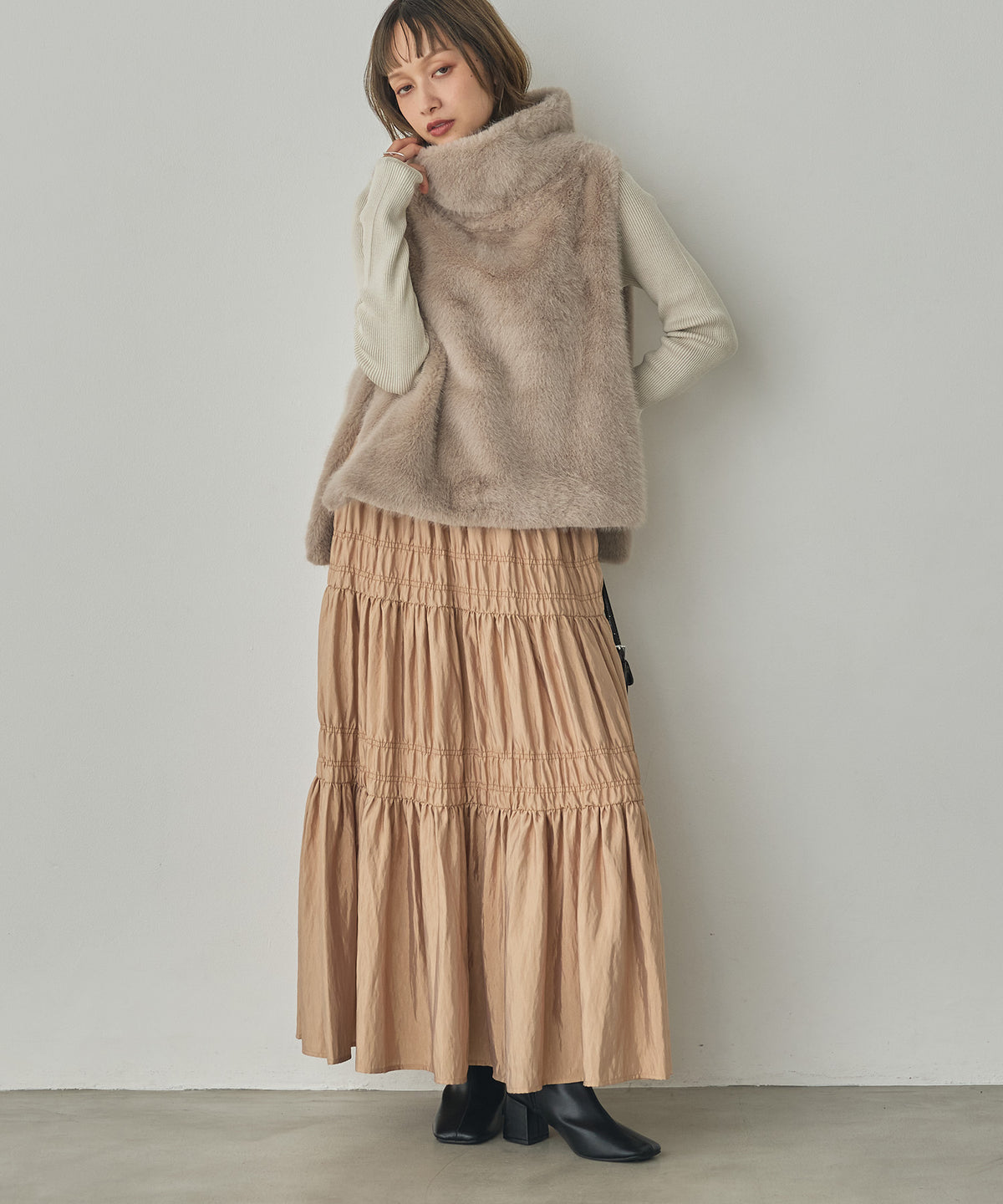 CHAMBRAY GATHERED SKIRT