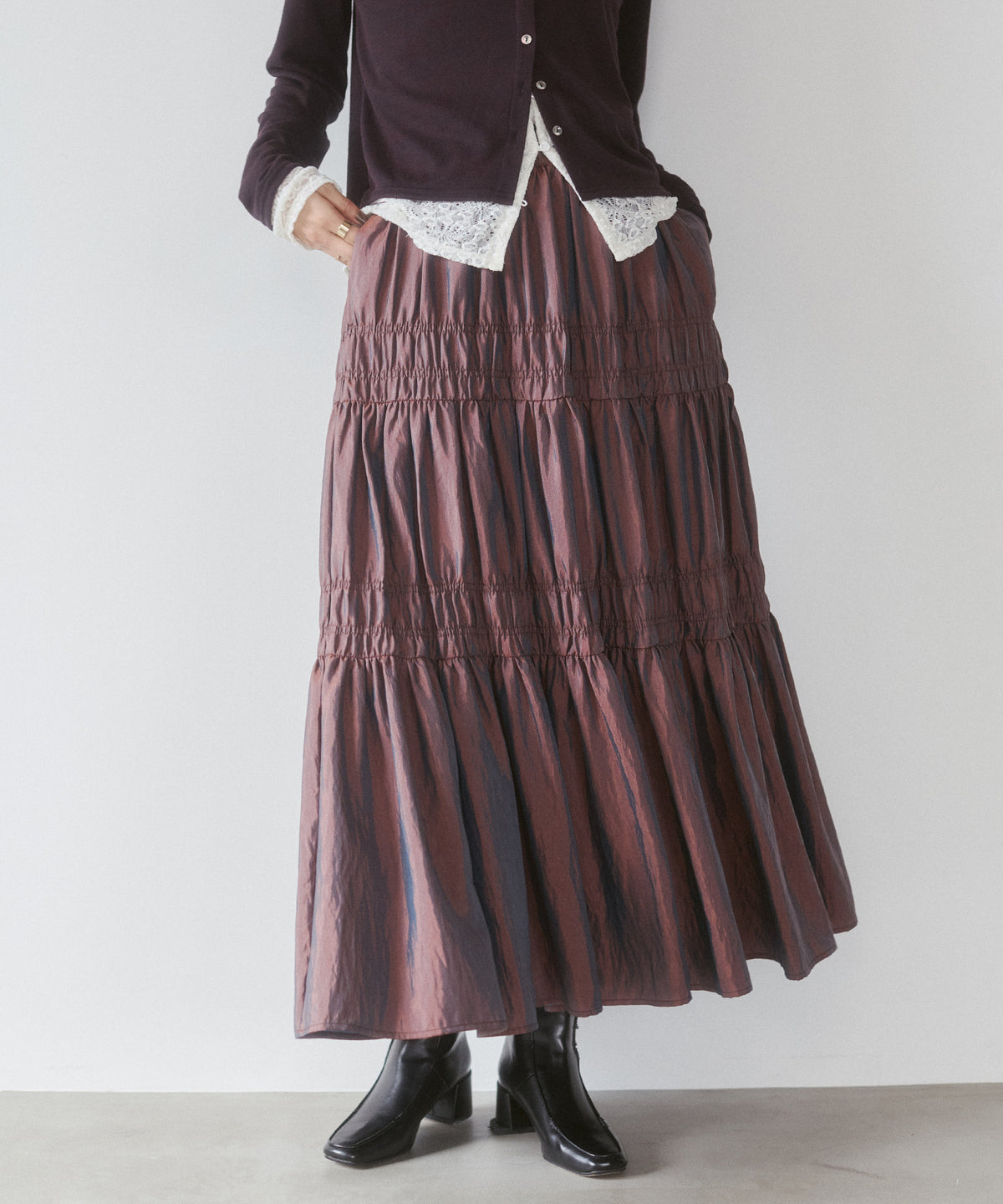 CHAMBRAY GATHERED SKIRT