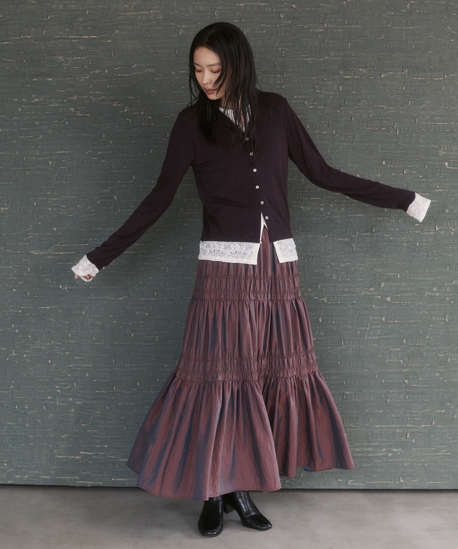 CHAMBRAY GATHERED SKIRT