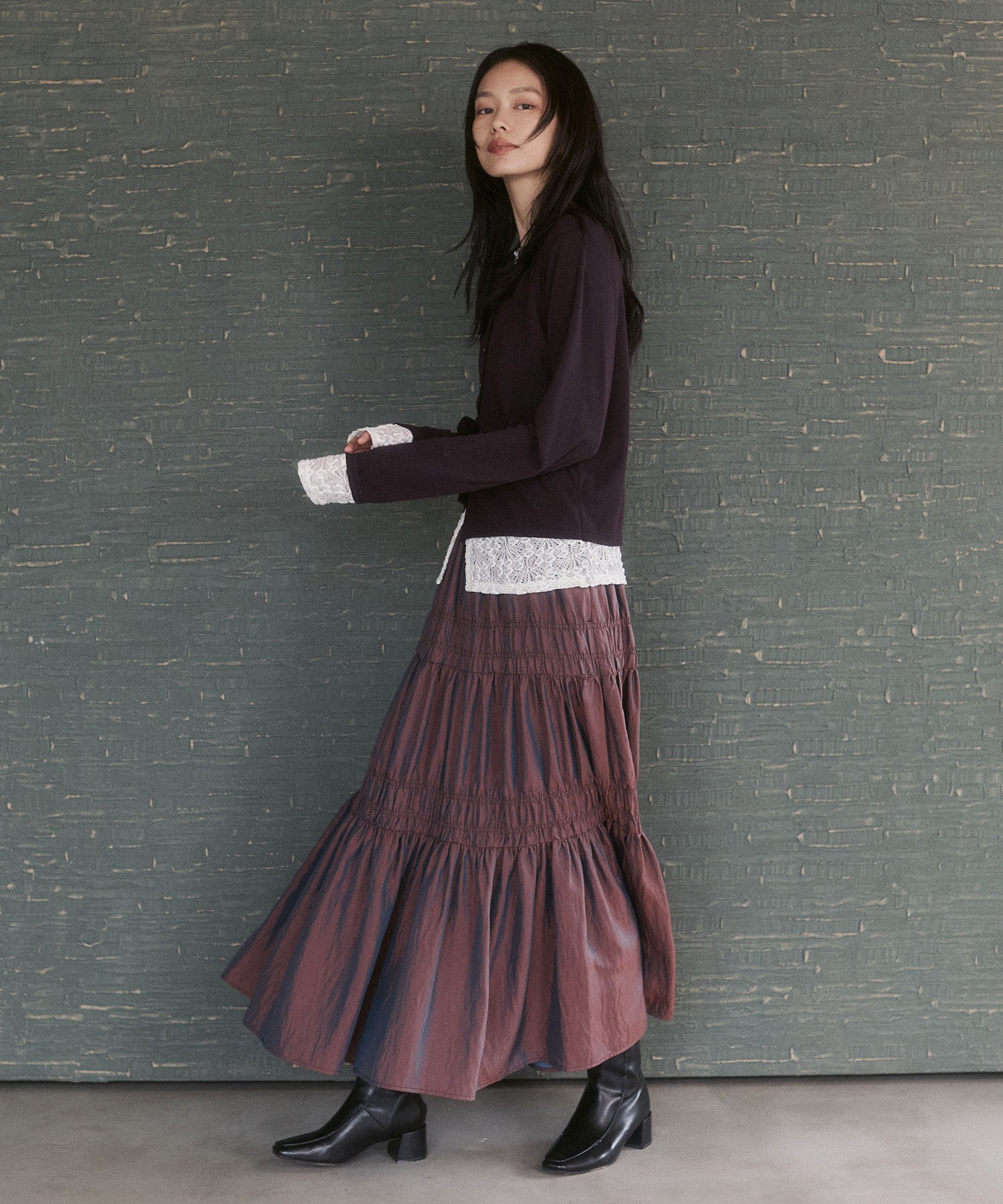 CHAMBRAY GATHERED SKIRT