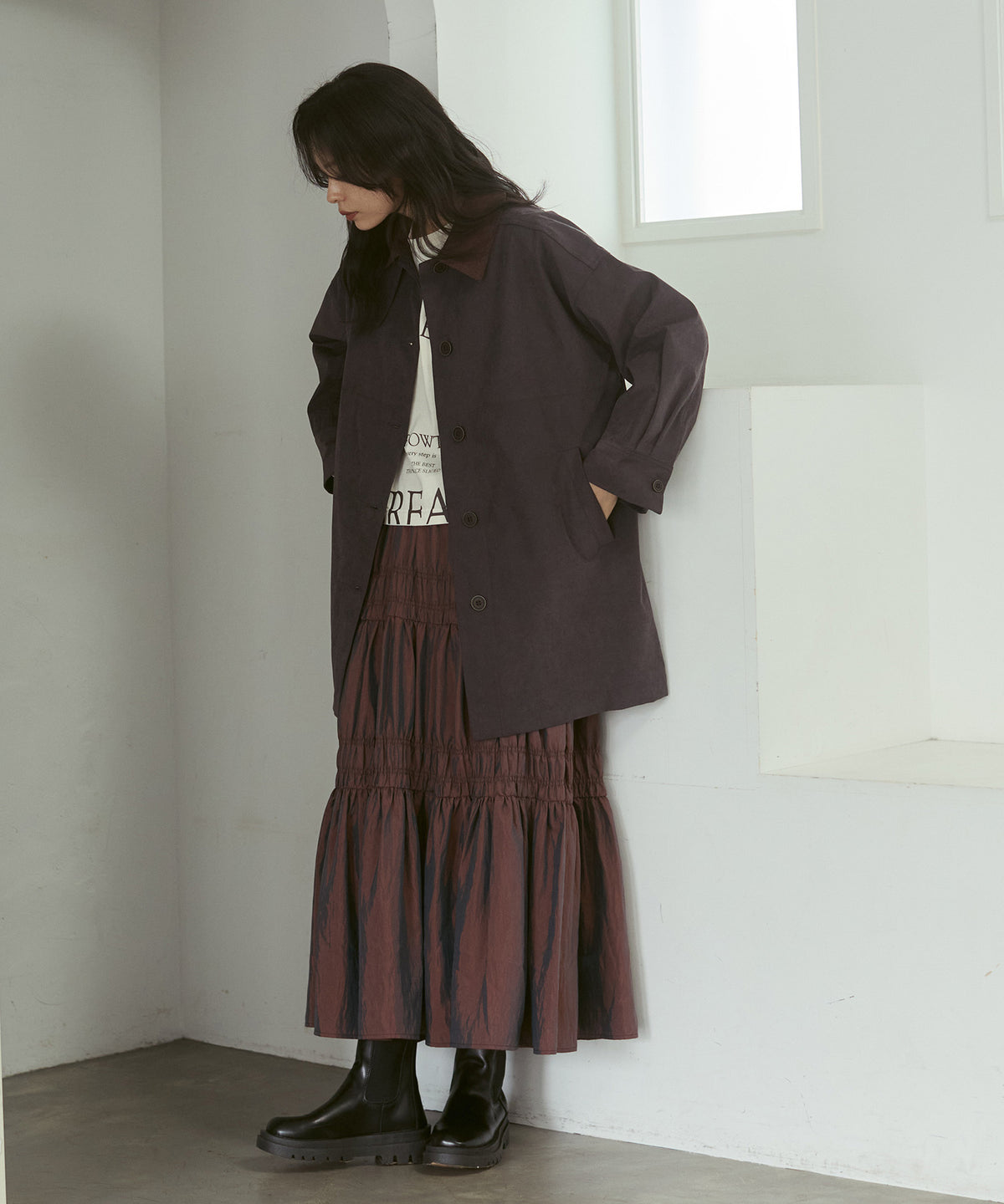 CHAMBRAY GATHERED SKIRT