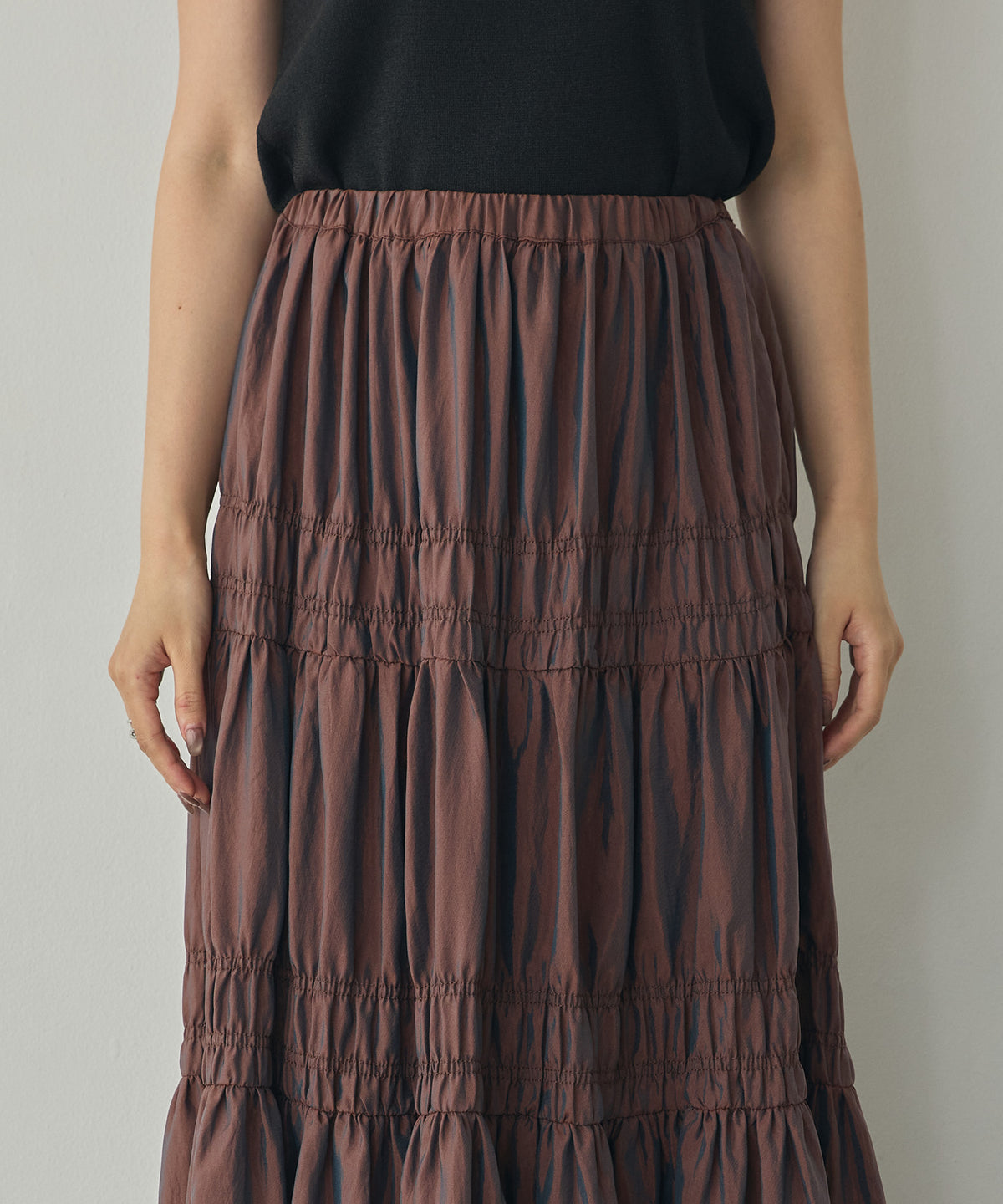 CHAMBRAY GATHERED SKIRT