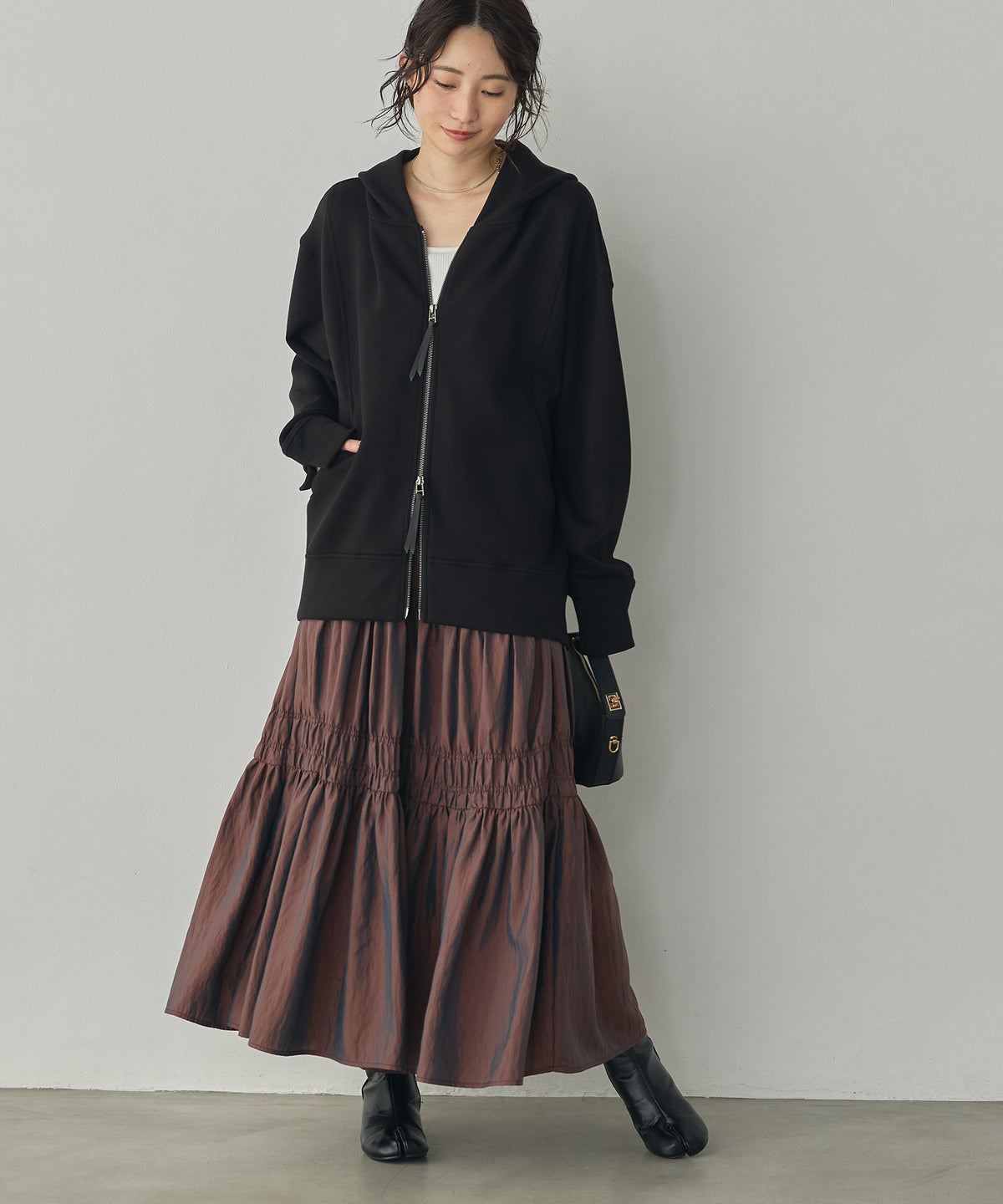 CHAMBRAY GATHERED SKIRT