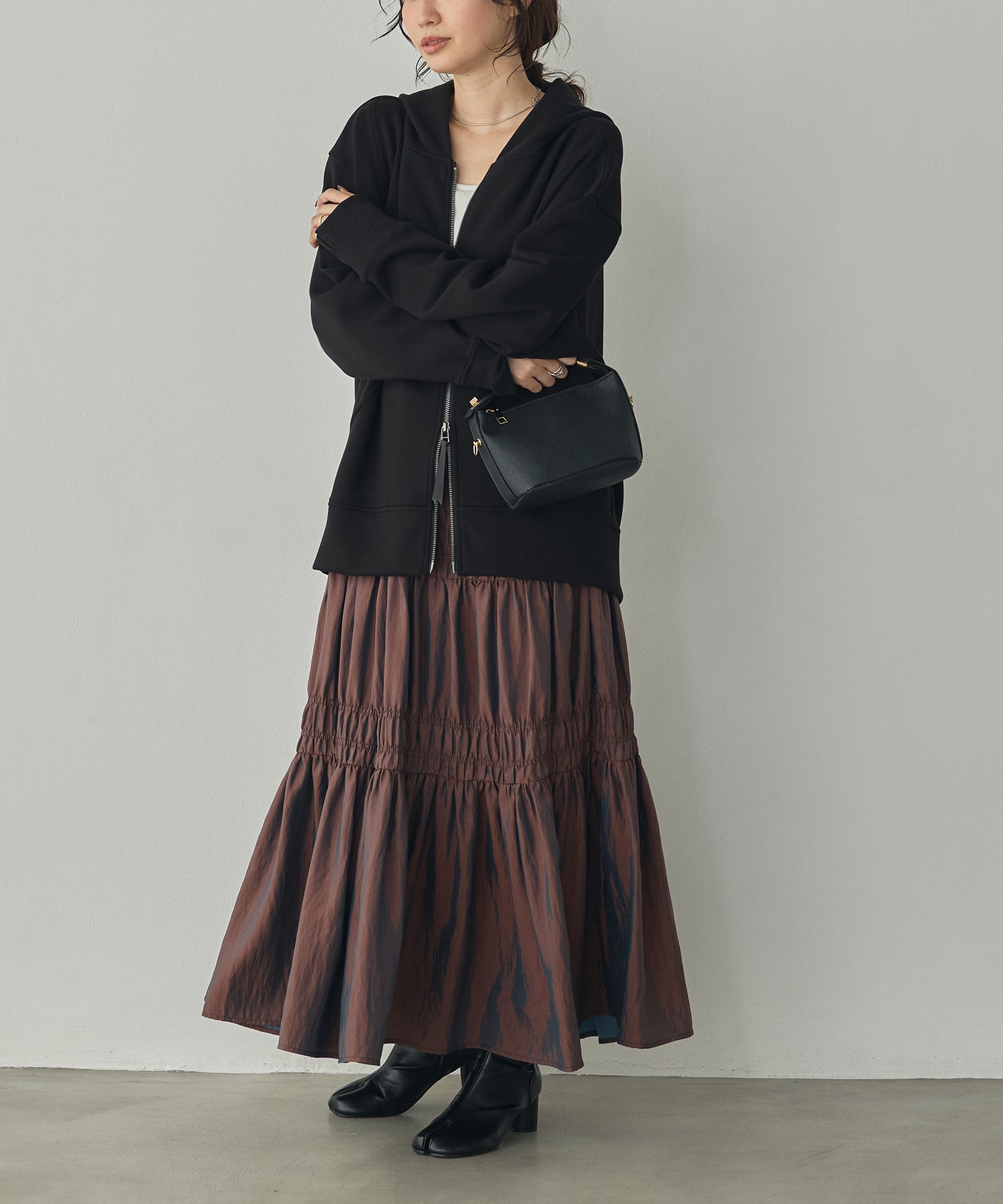 CHAMBRAY GATHERED SKIRT
