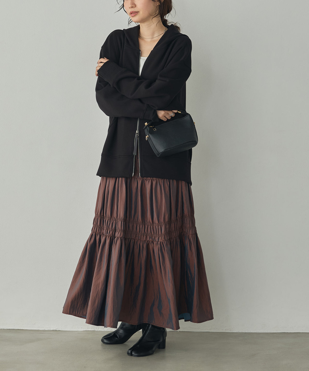 CHAMBRAY GATHERED SKIRT