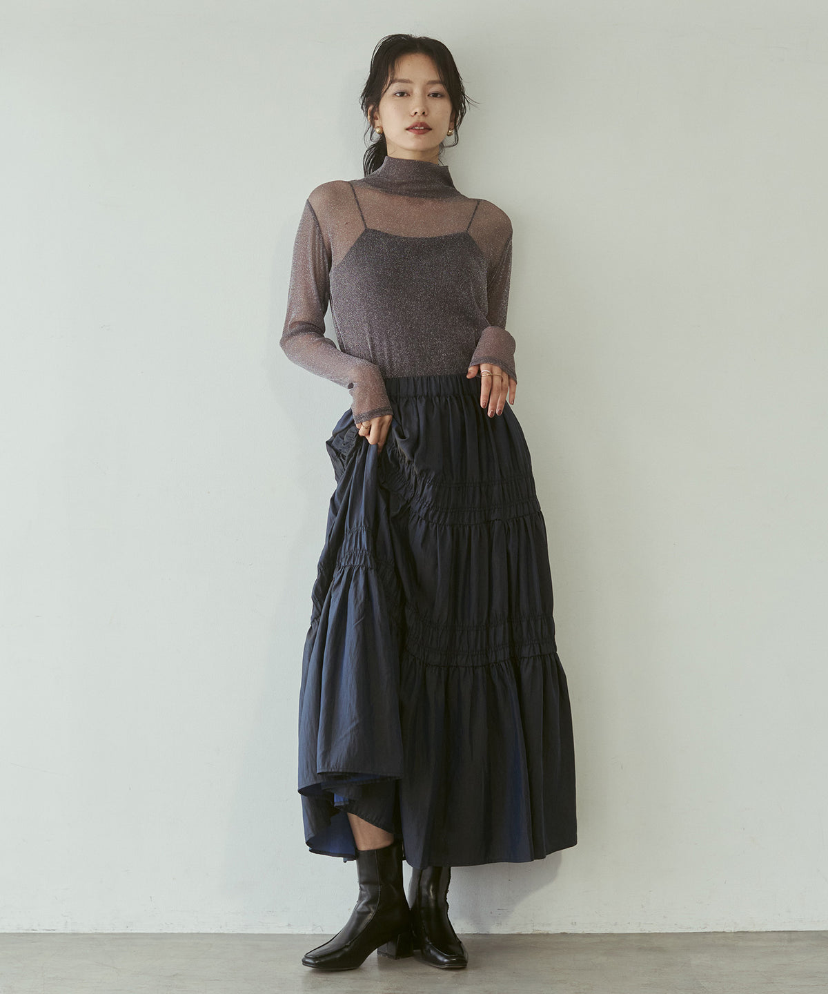 CHAMBRAY GATHERED SKIRT