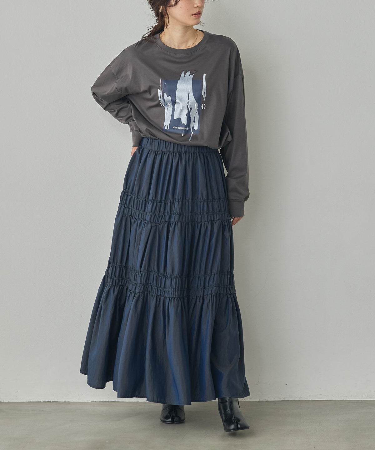 CHAMBRAY GATHERED SKIRT