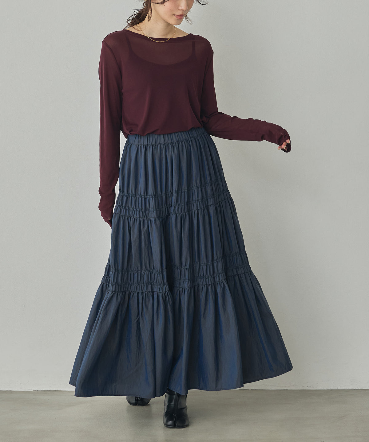 CHAMBRAY GATHERED SKIRT