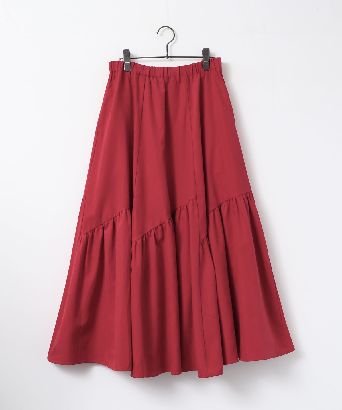 PEACH-TONED BRUSHED FABRIC TIERED SKIRT
