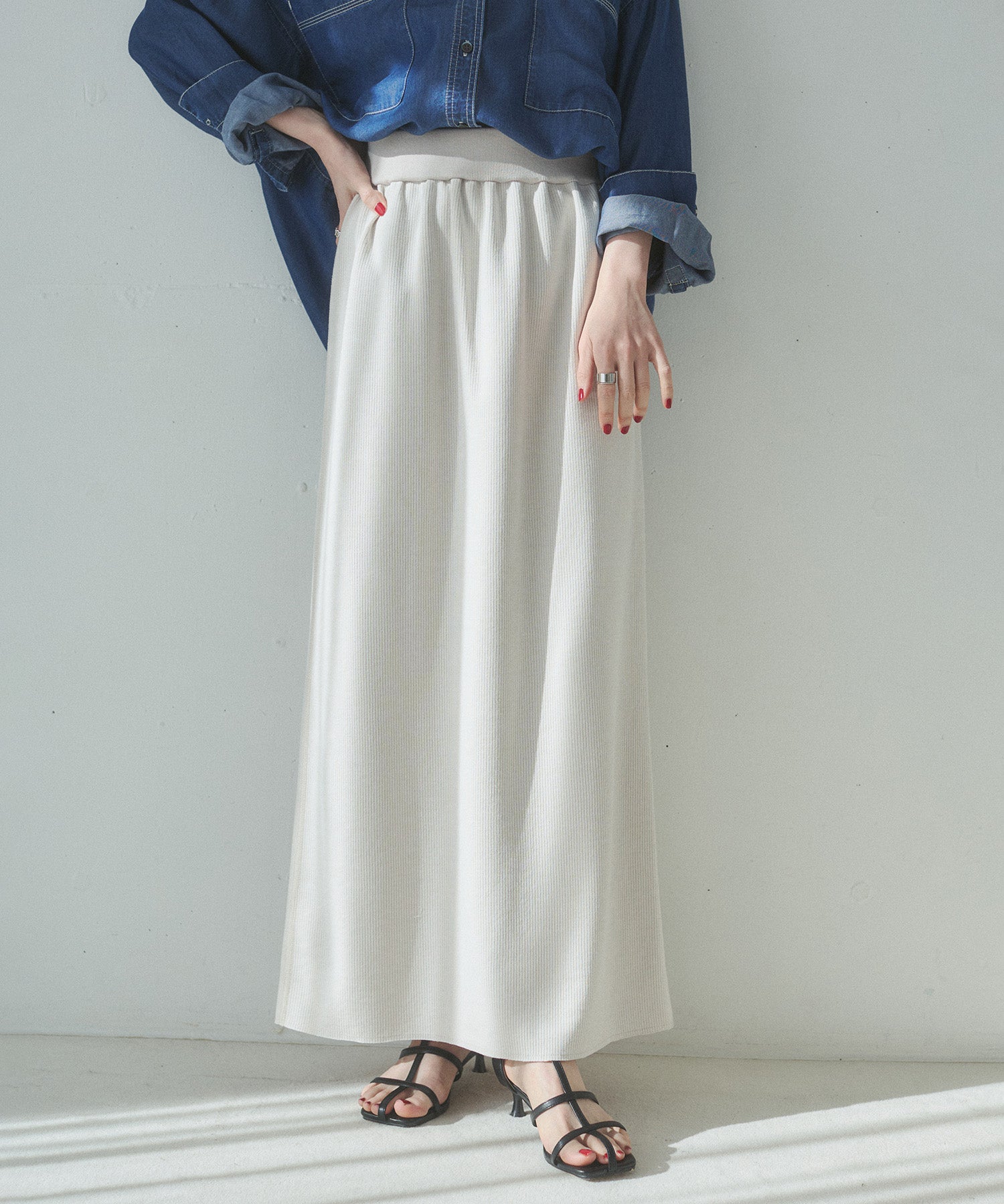 リバーシブル リブマキシタイトスカート