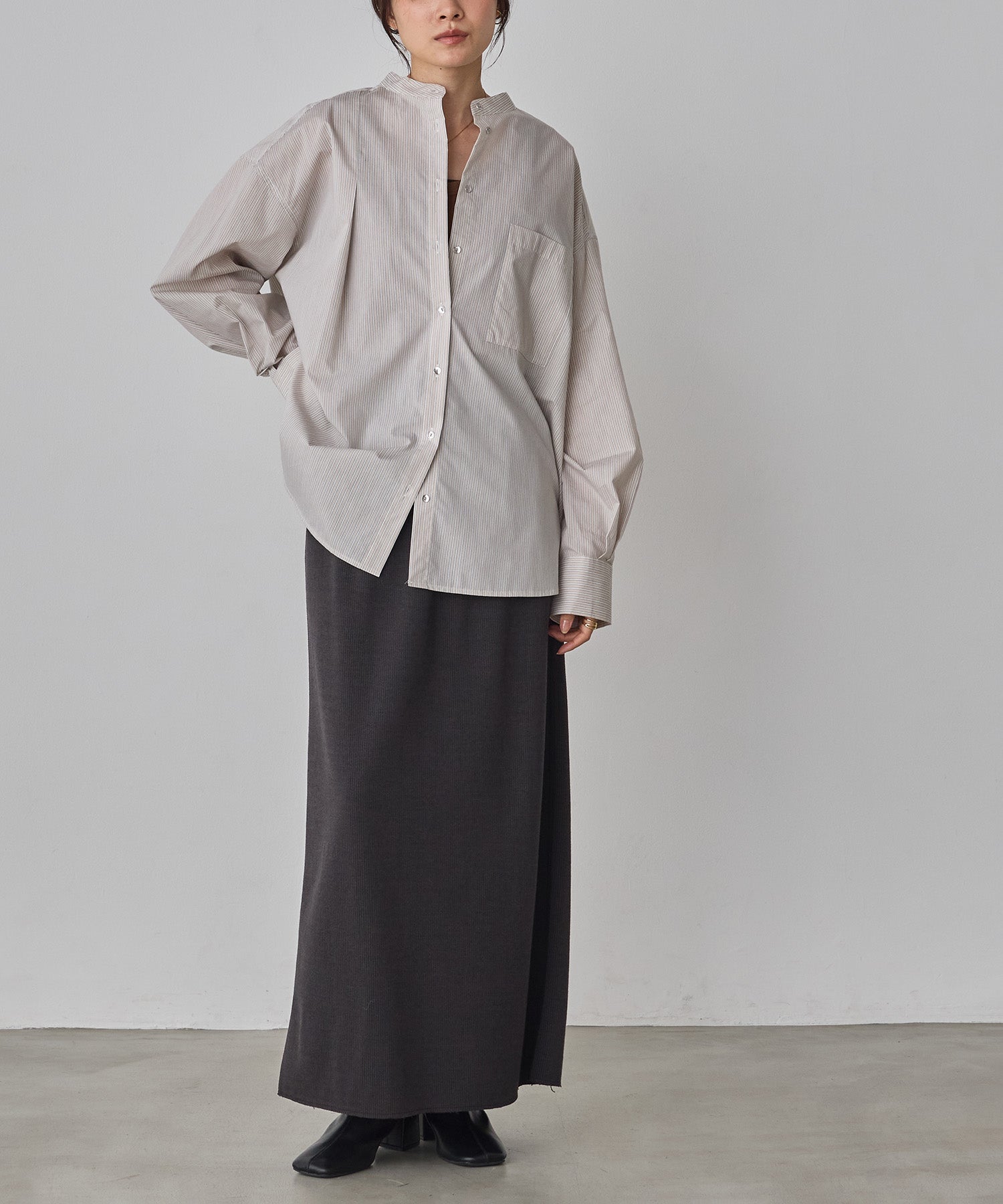 リバーシブル リブマキシタイトスカート