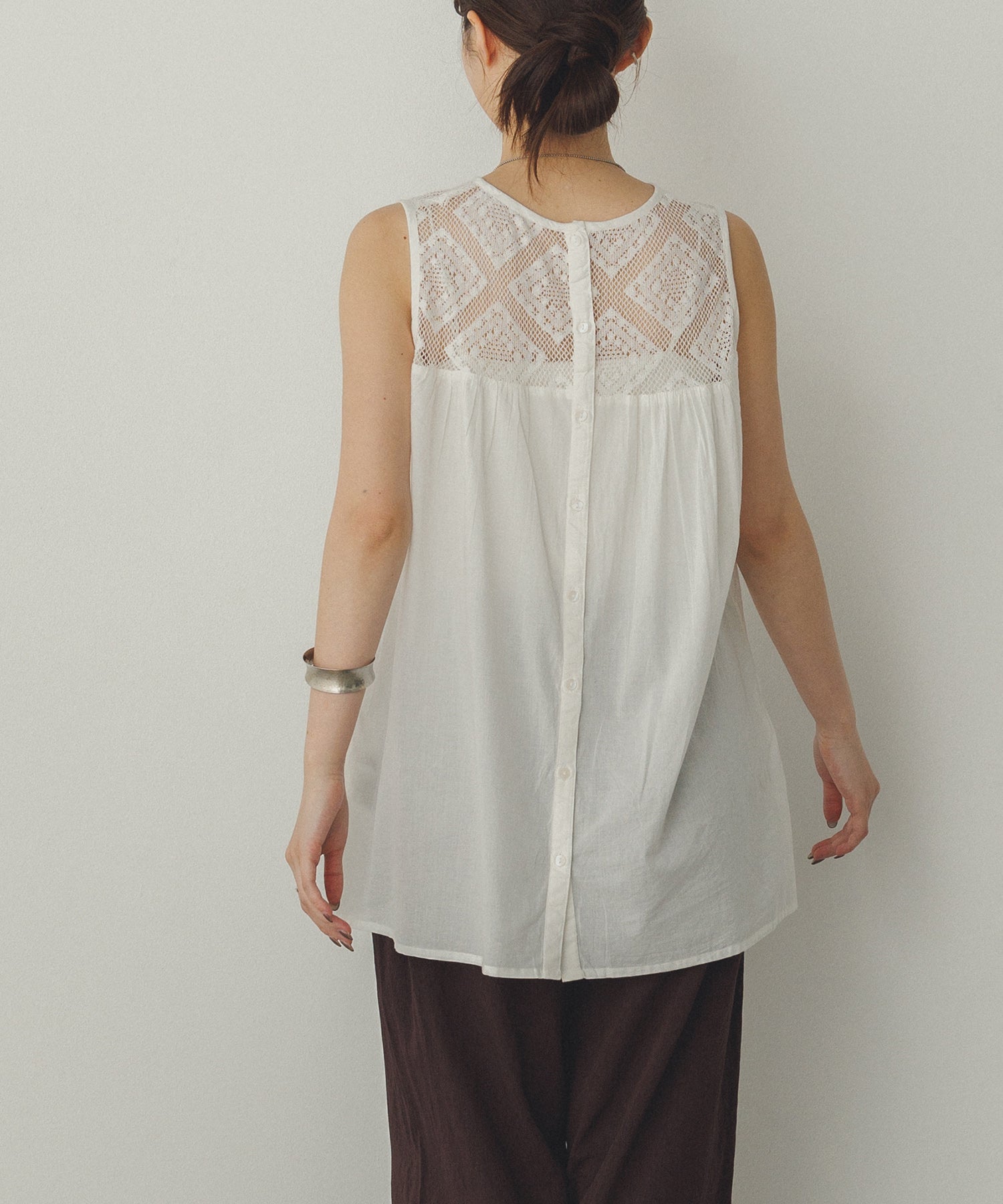 レース切替 ノースリーブブラウス