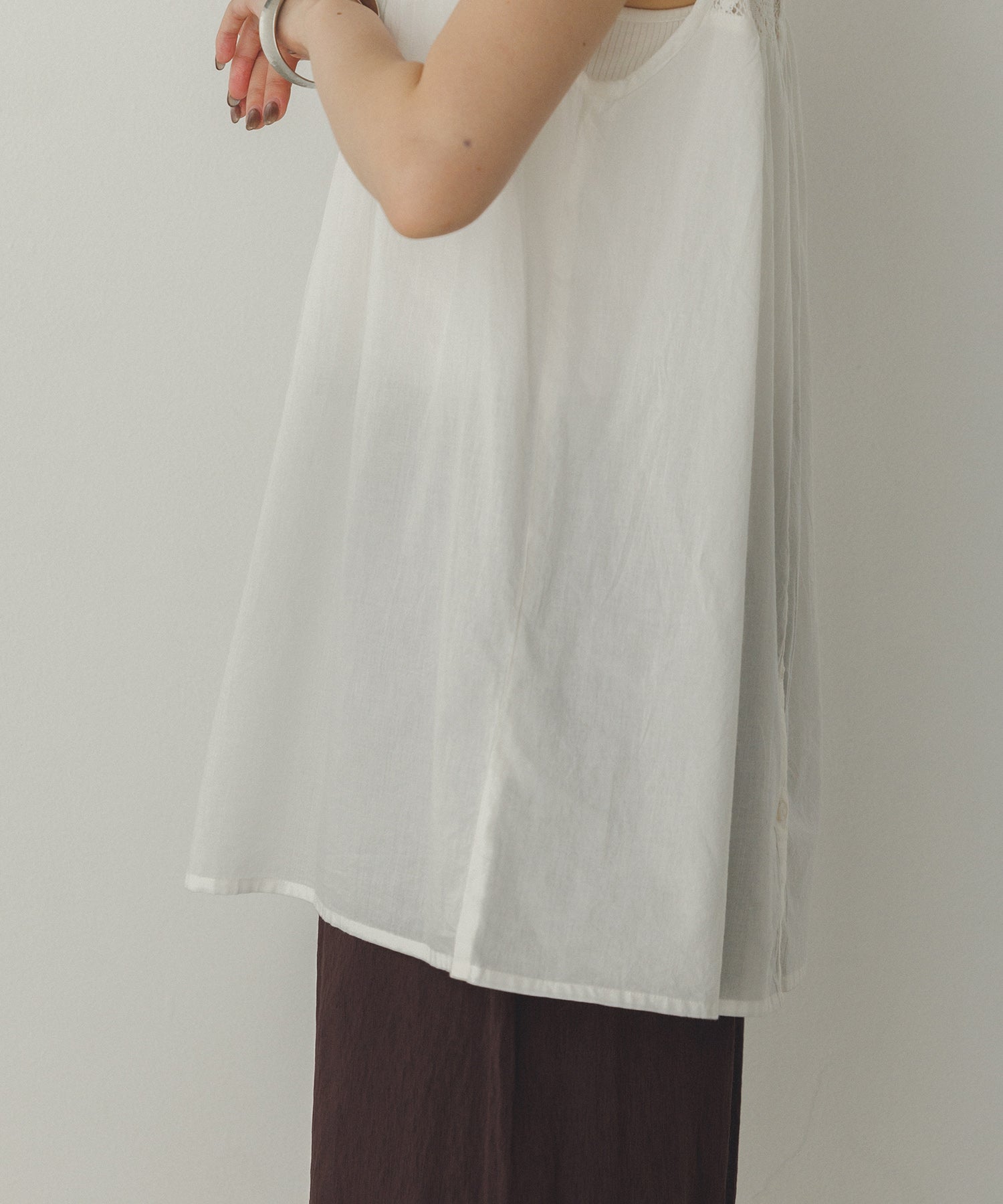 レース切替 ノースリーブブラウス