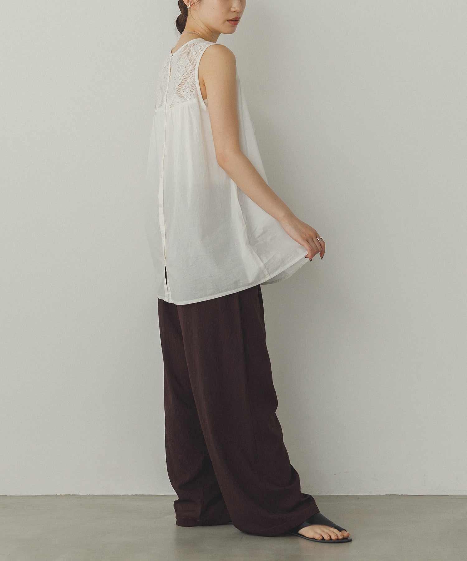 レース切替 ノースリーブブラウス