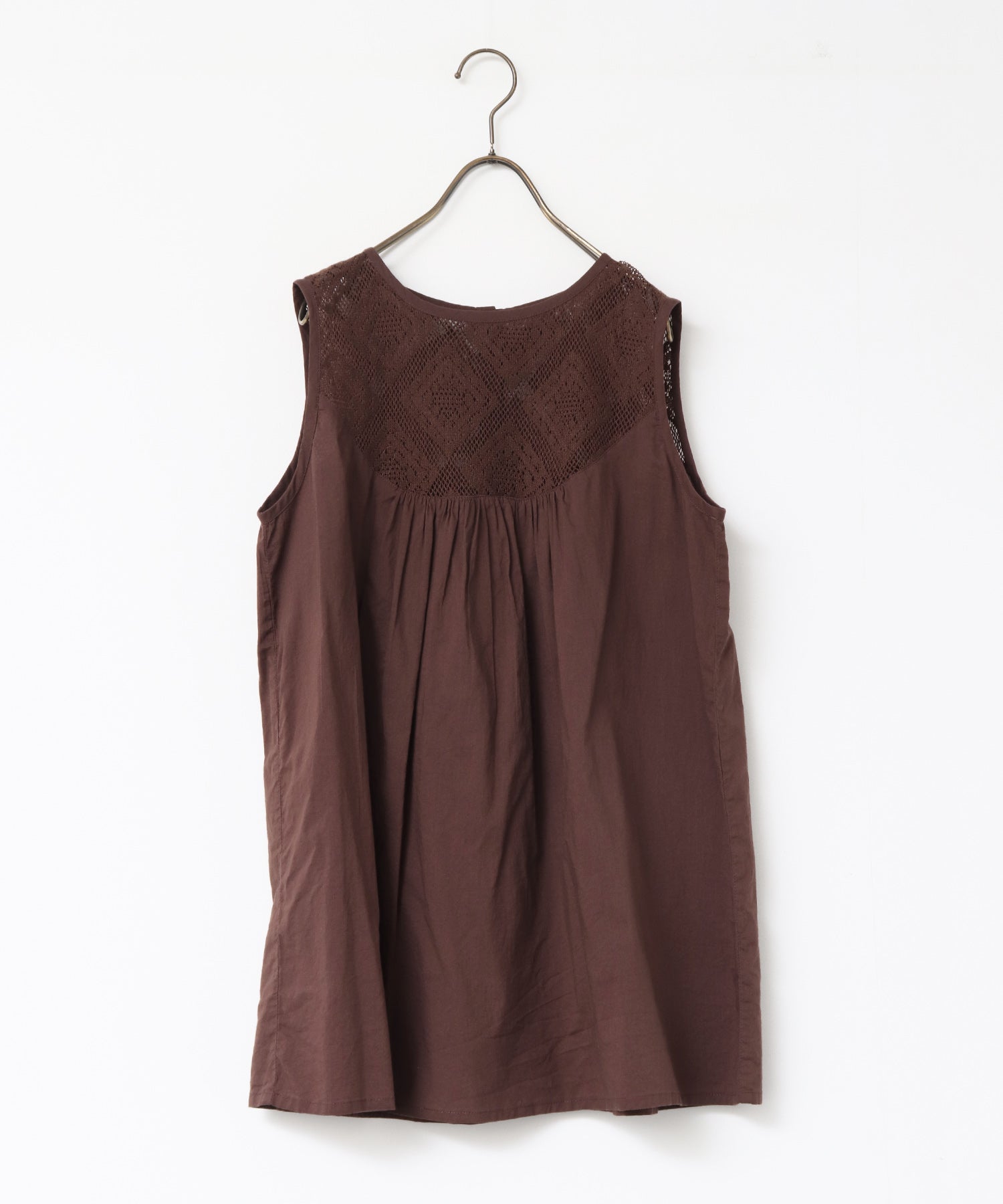 レース切替 ノースリーブブラウス