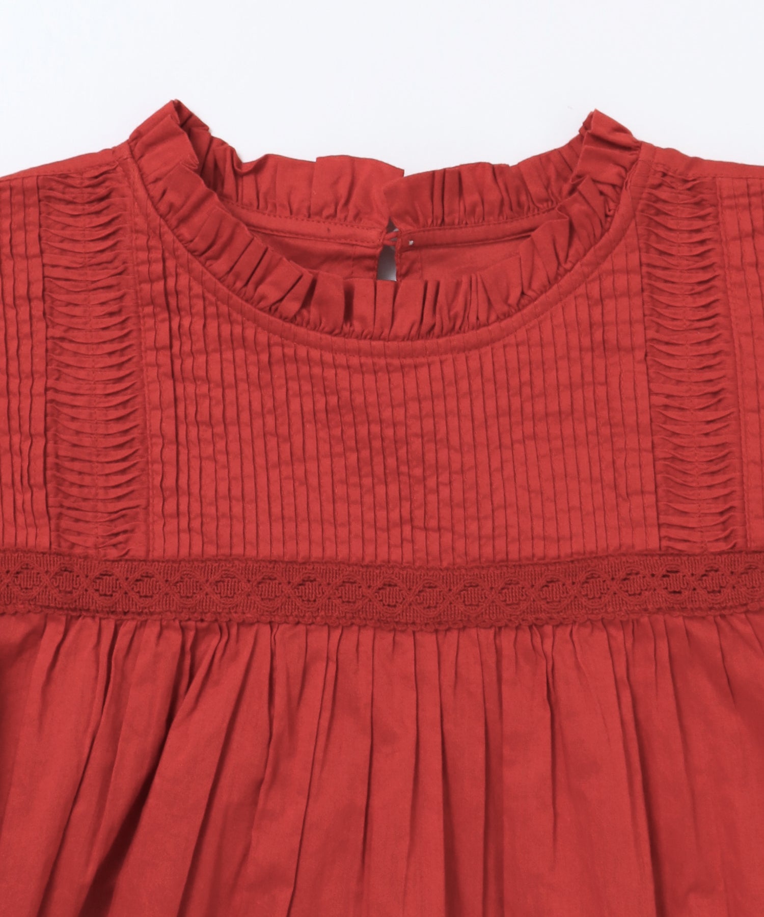 COTTON VOILE PINSTRIPE FRILL BLOUSE