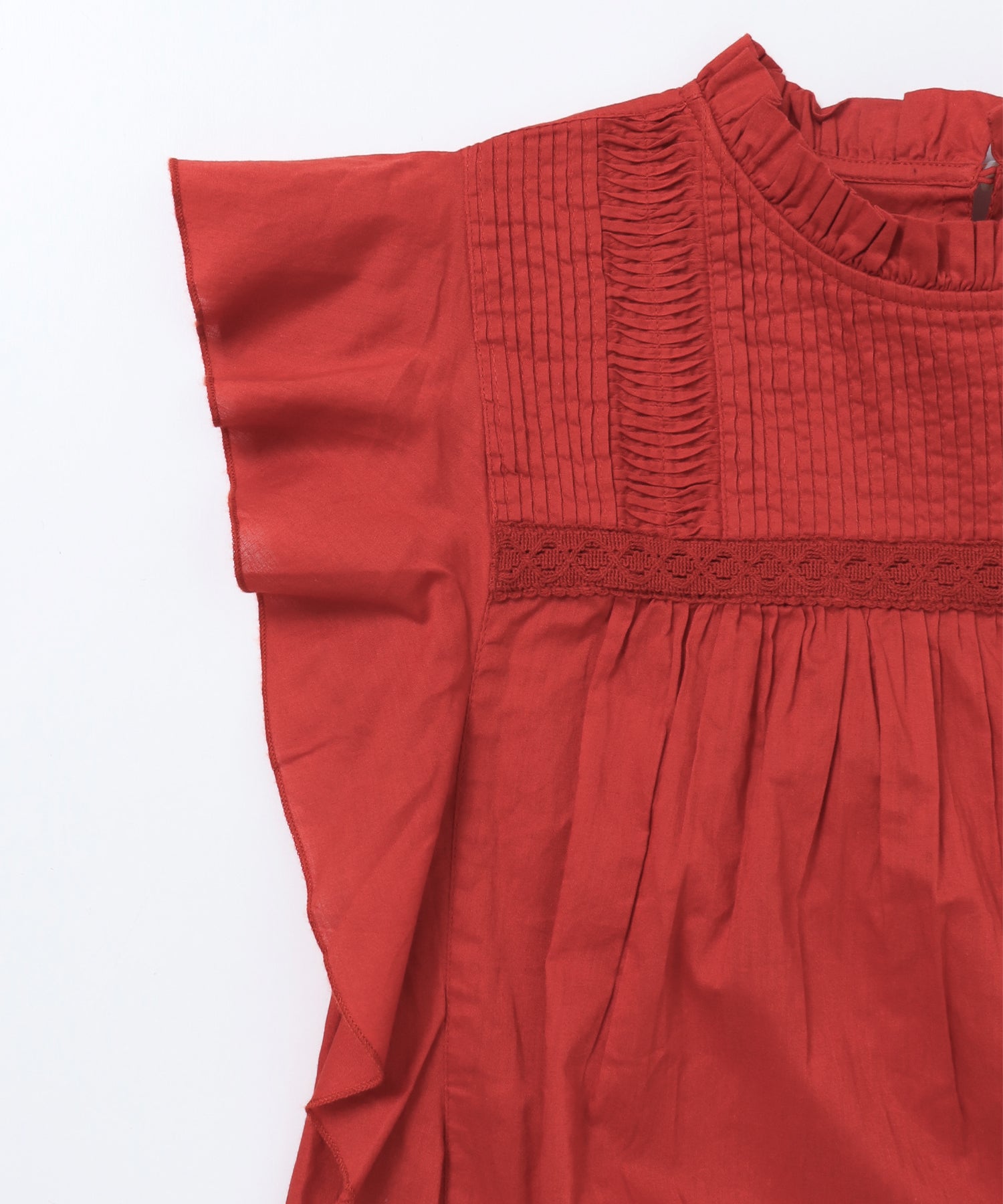 COTTON VOILE PINSTRIPE FRILL BLOUSE