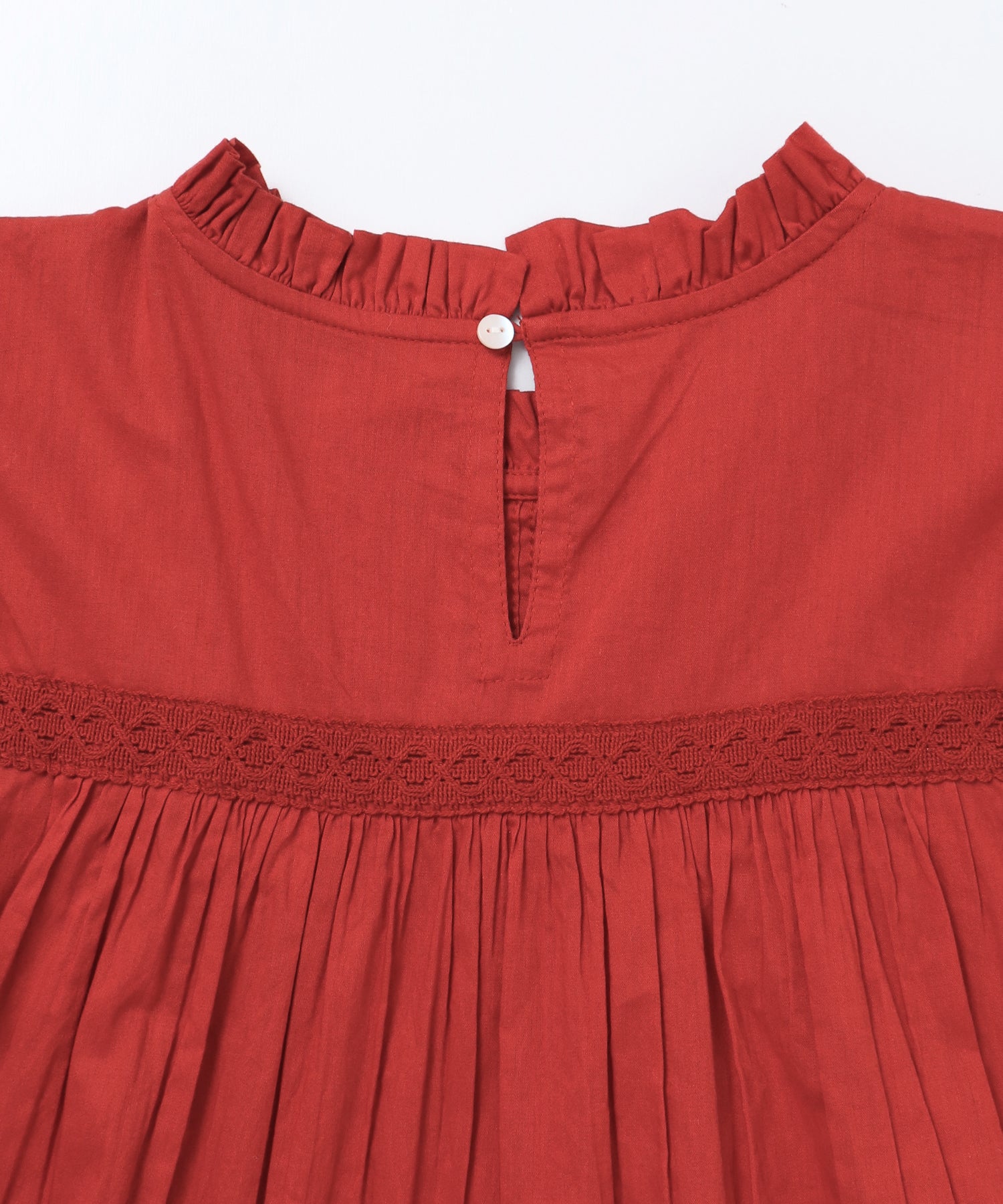 COTTON VOILE PINSTRIPE FRILL BLOUSE