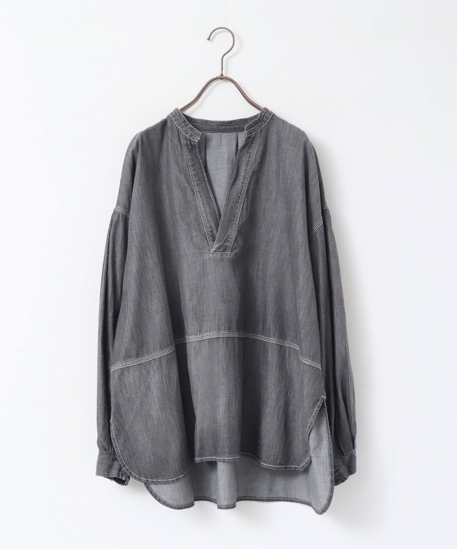 SHEER DENIM SKIPPER TOPS