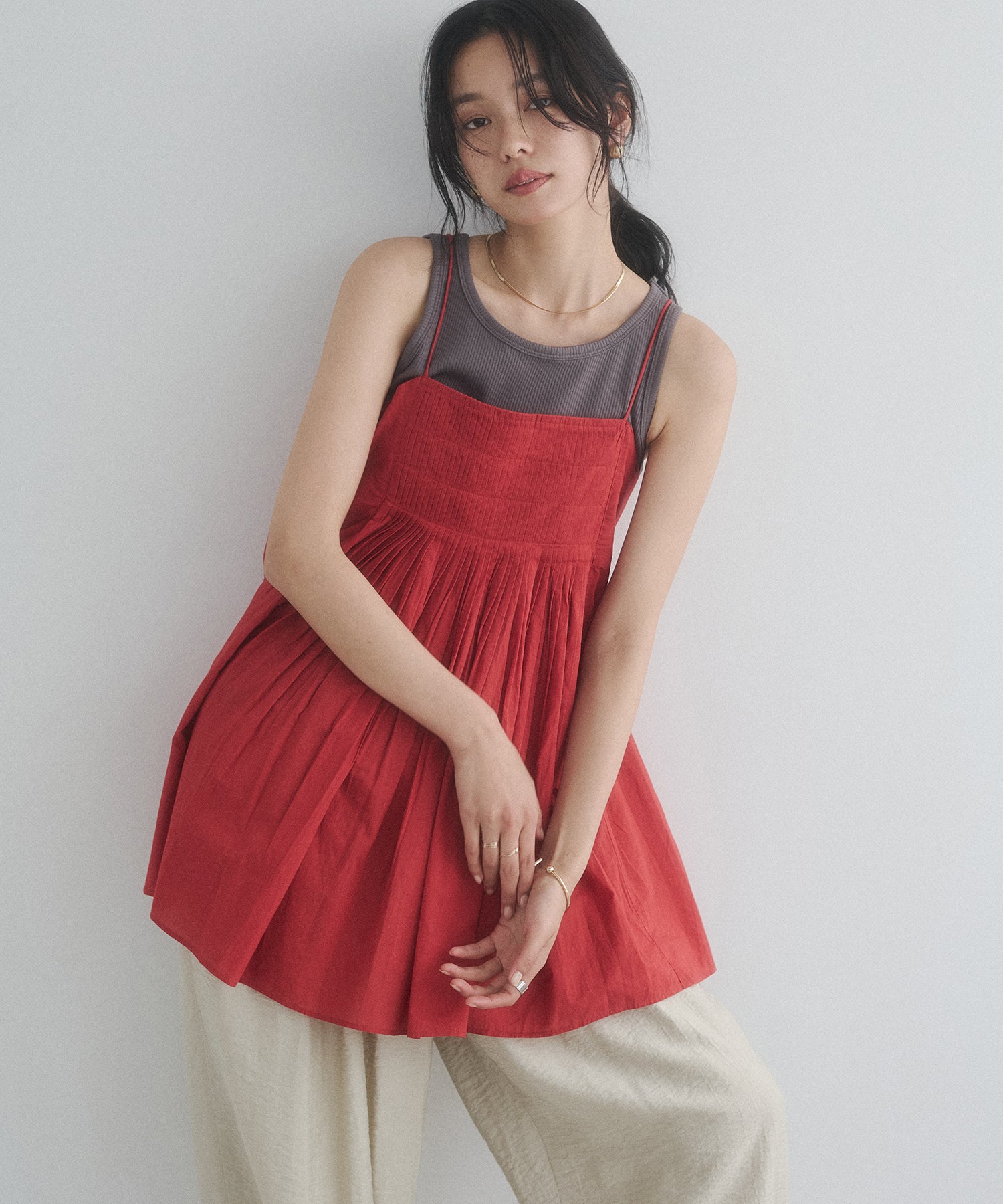 TUCKED-GATHERED OVERSIZED CAMISOLE