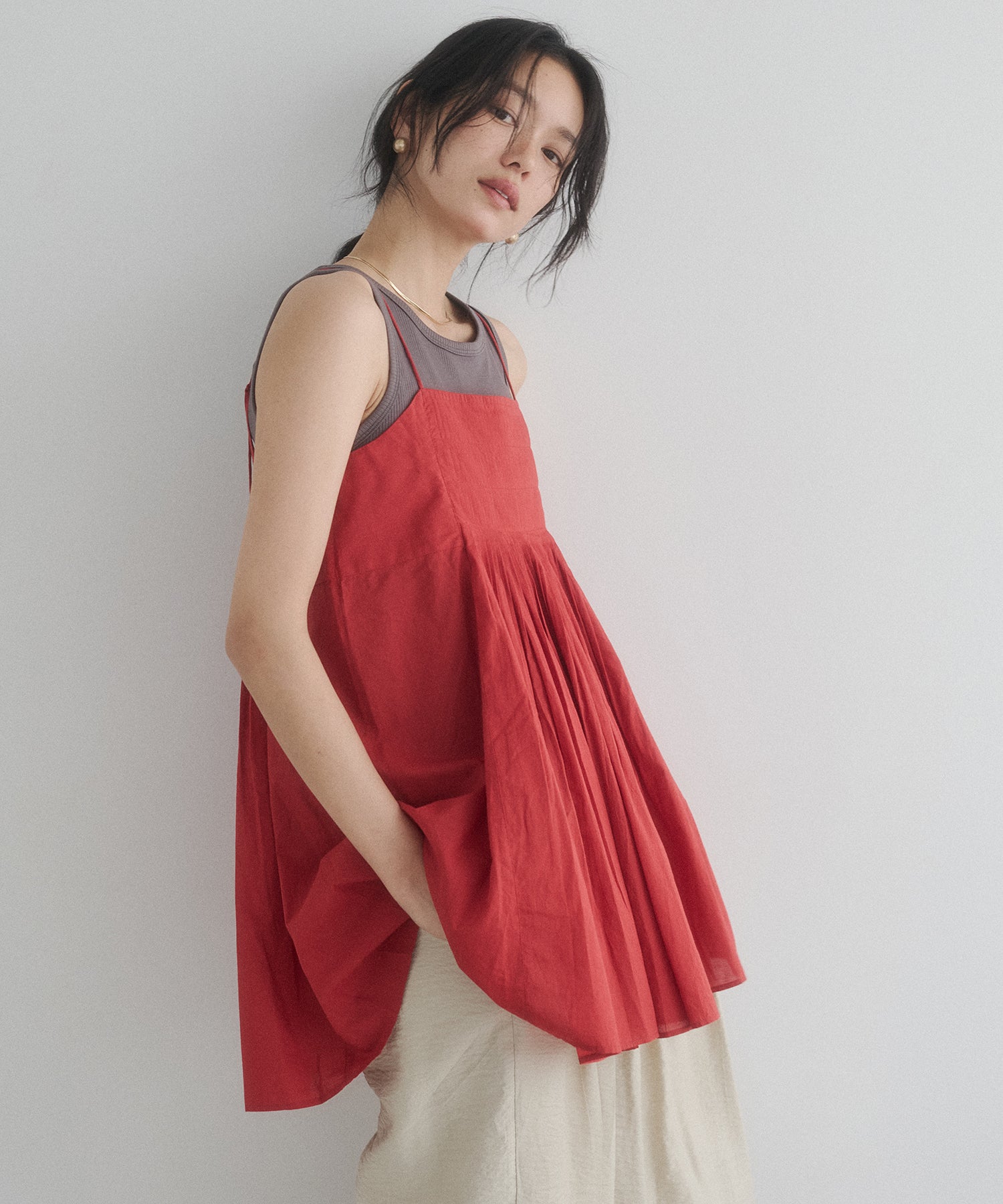 TUCKED-GATHERED OVERSIZED CAMISOLE