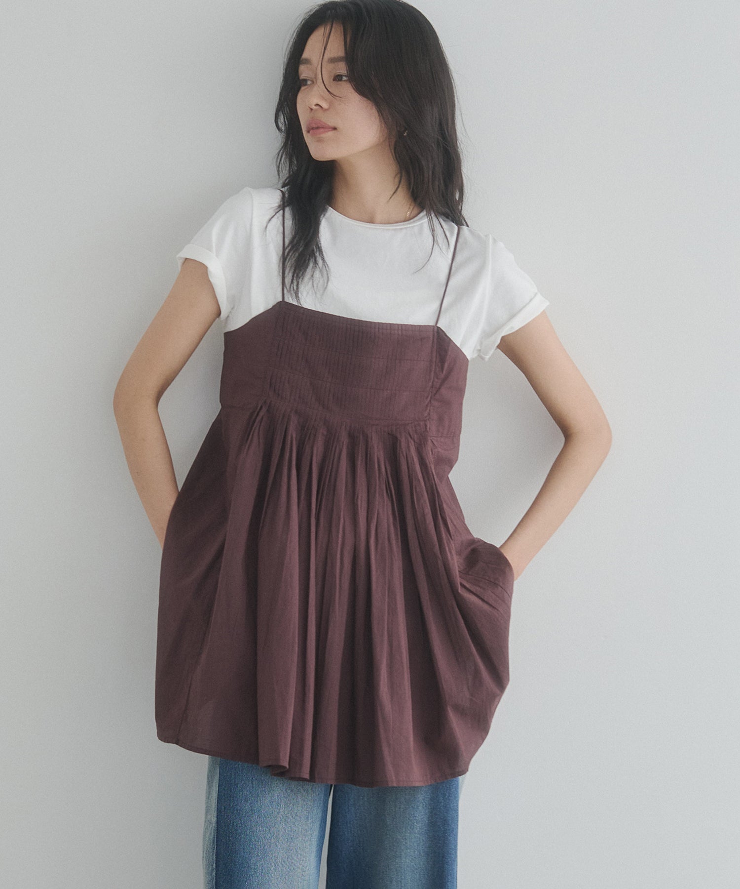 TUCKED-GATHERED OVERSIZED CAMISOLE