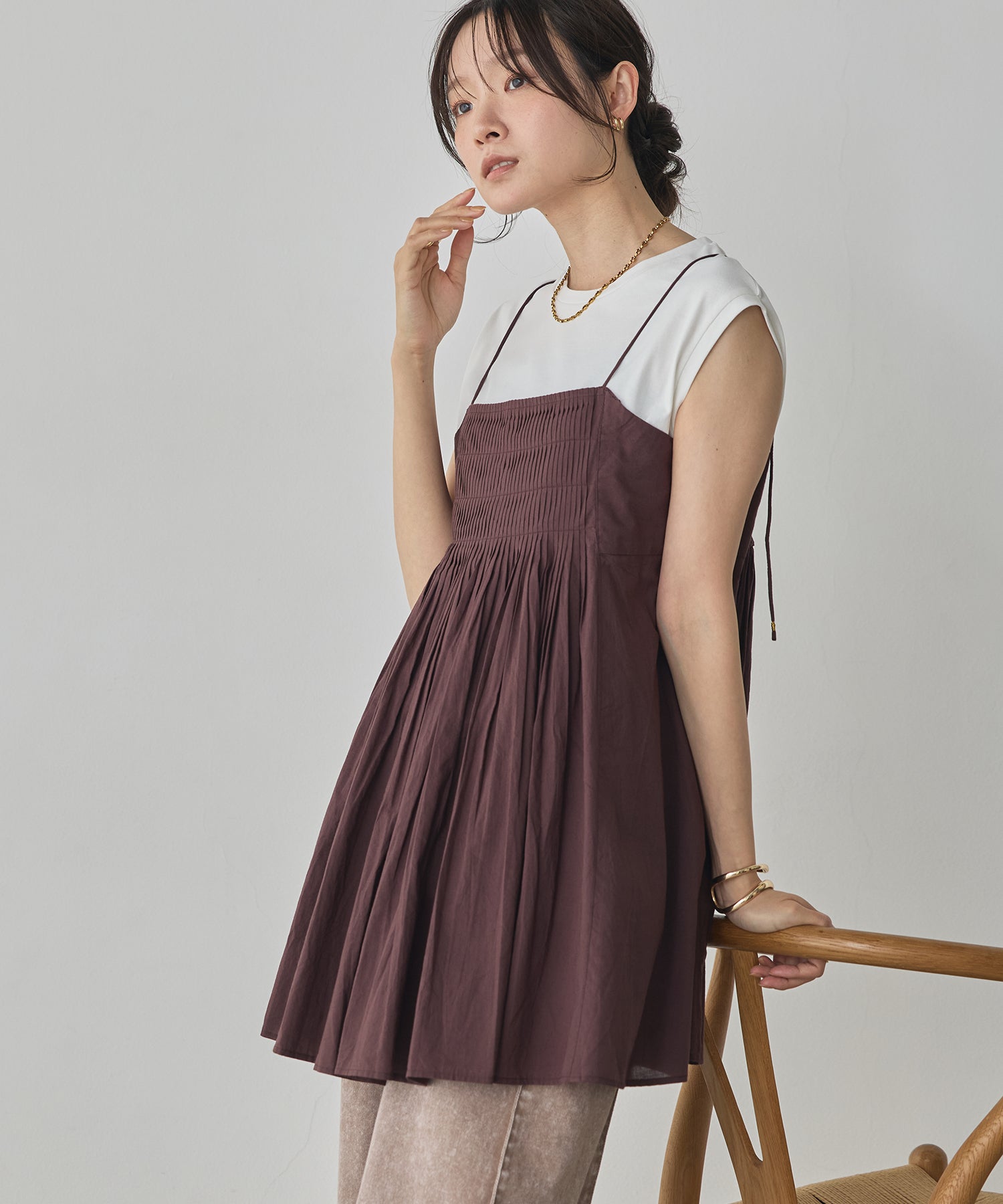 TUCKED-GATHERED OVERSIZED CAMISOLE