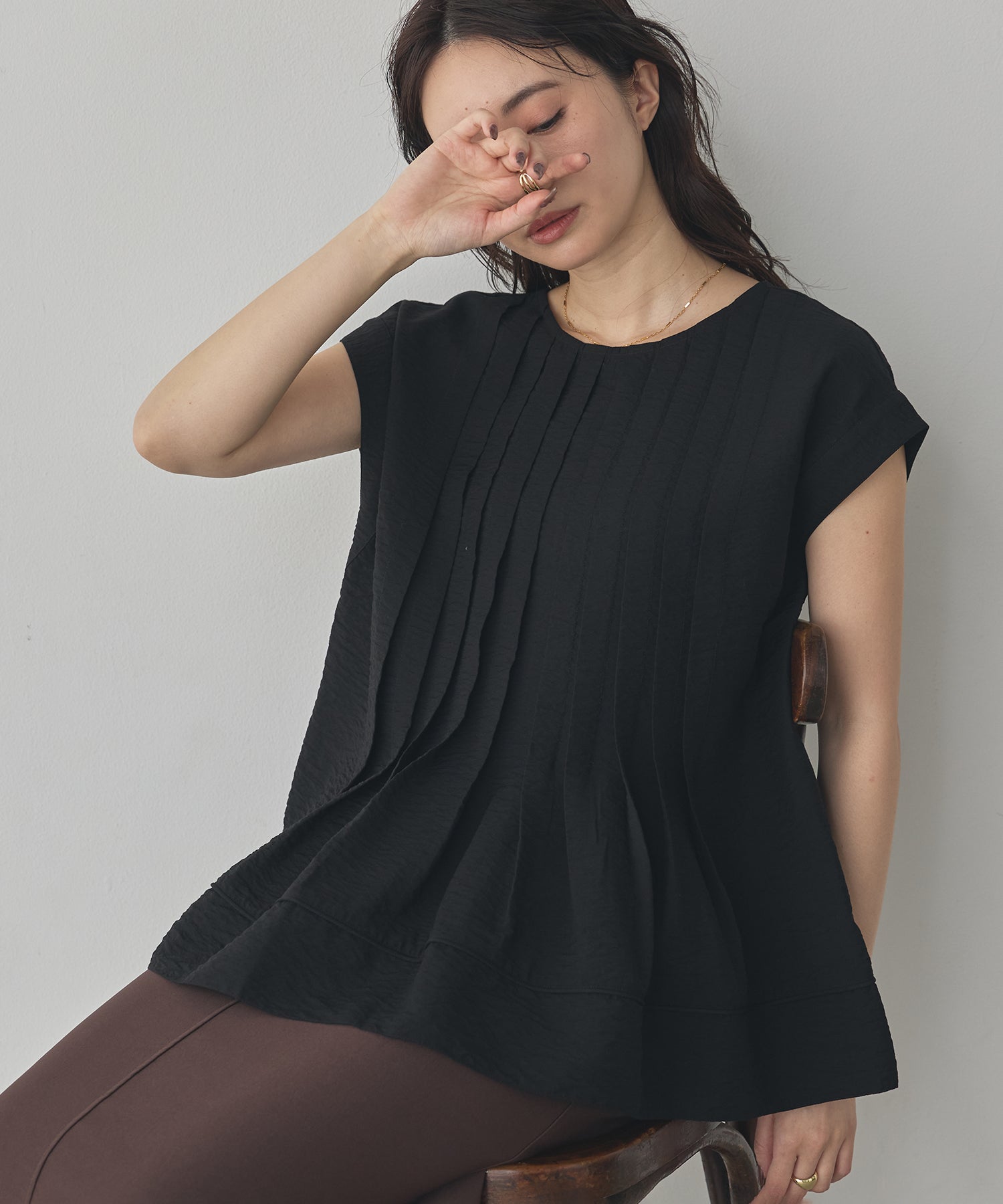 PARACHUTE FABRIC 2WAY TUCK BLOUSE