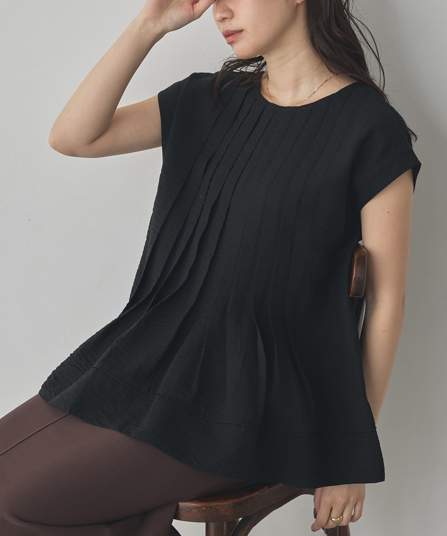 PARACHUTE FABRIC 2WAY TUCK BLOUSE