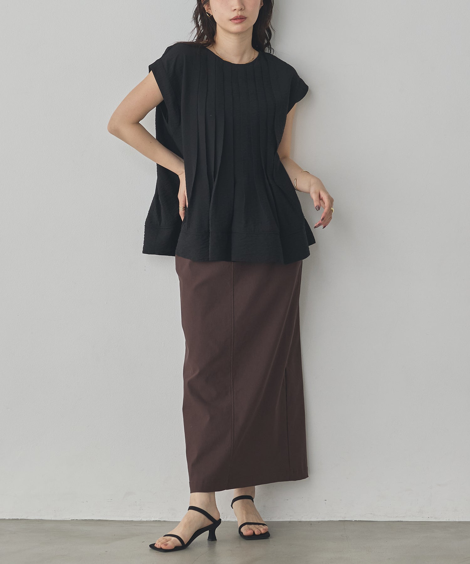 PARACHUTE FABRIC 2WAY TUCK BLOUSE