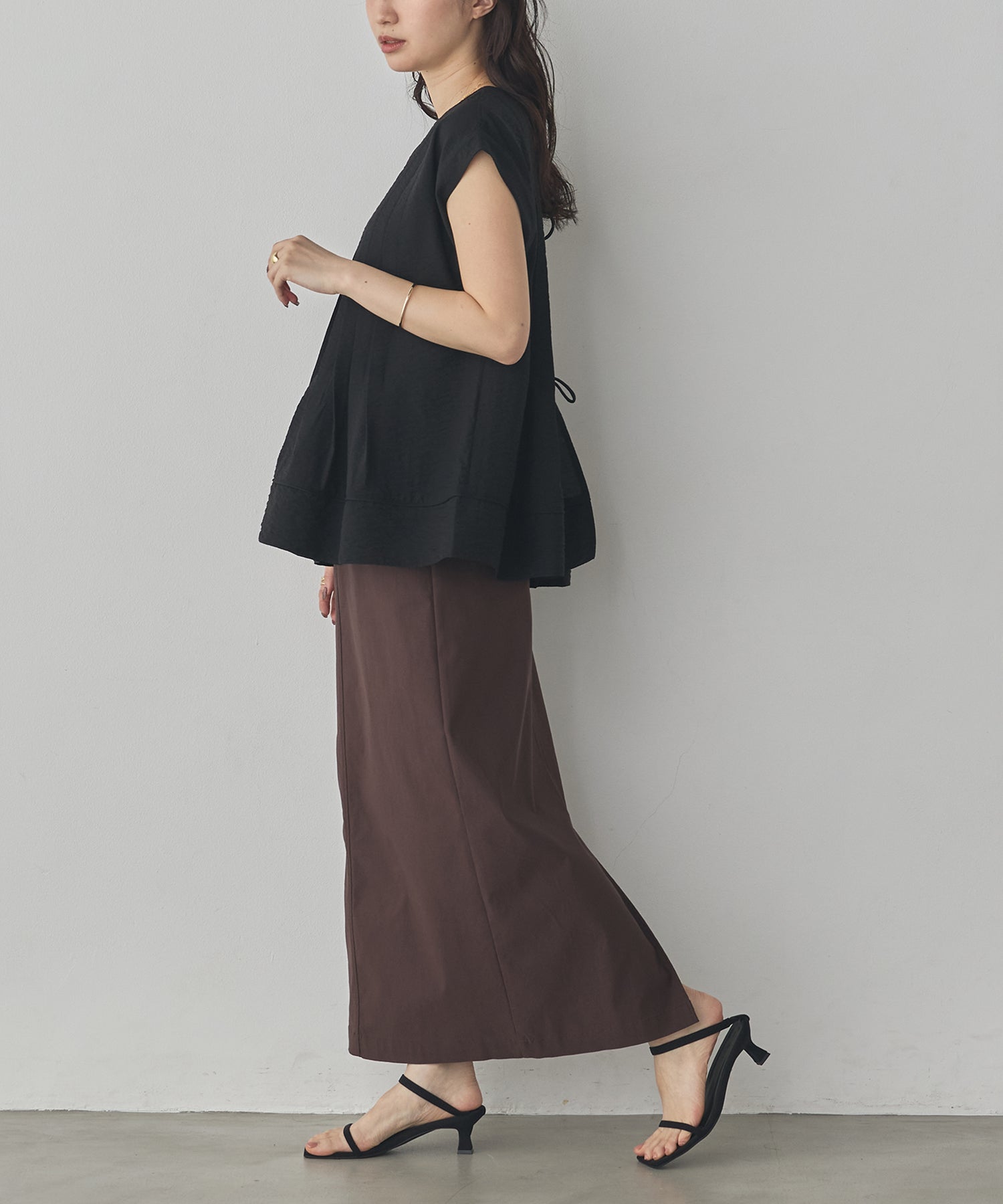 PARACHUTE FABRIC 2WAY TUCK BLOUSE