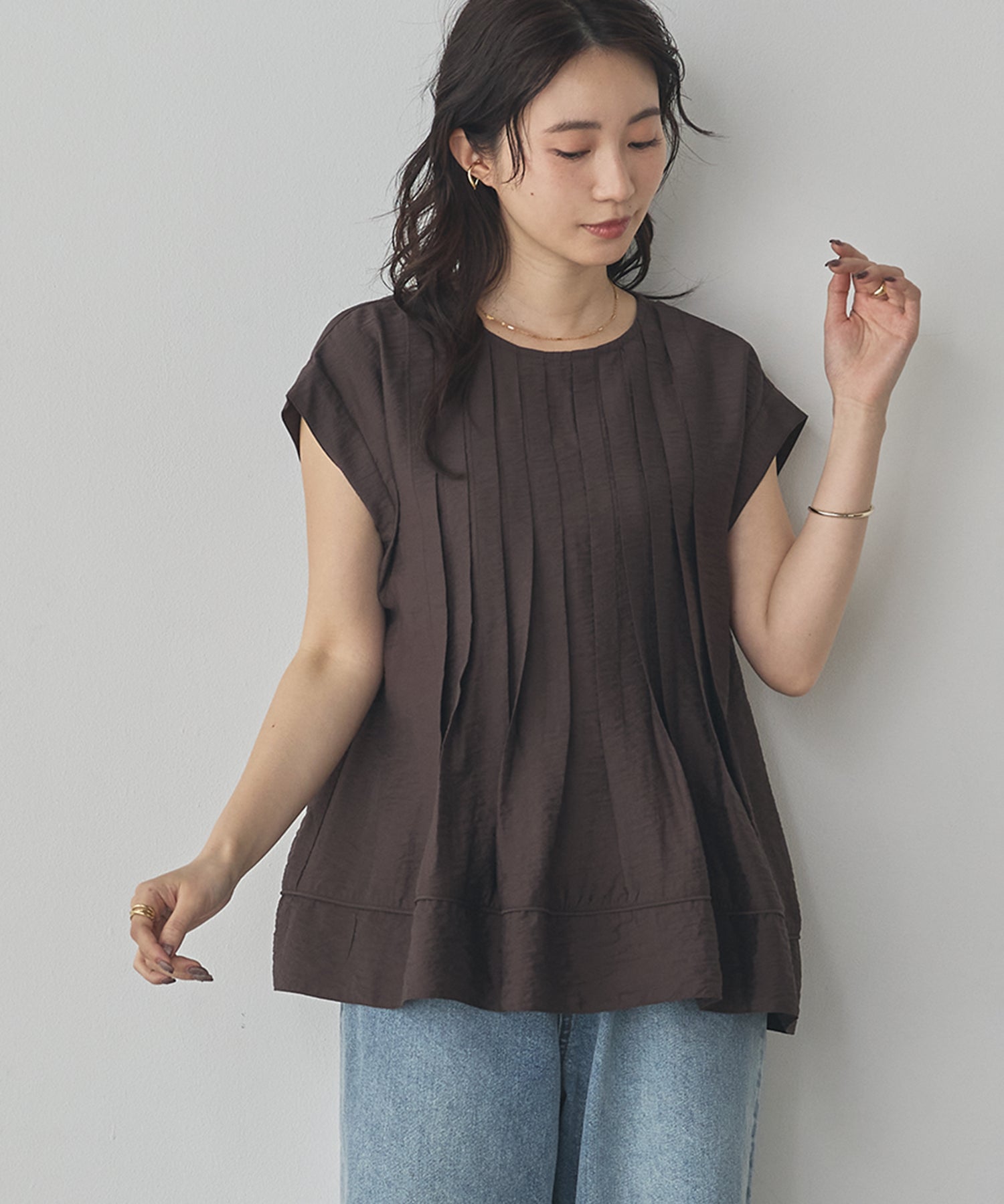 PARACHUTE FABRIC 2WAY TUCK BLOUSE
