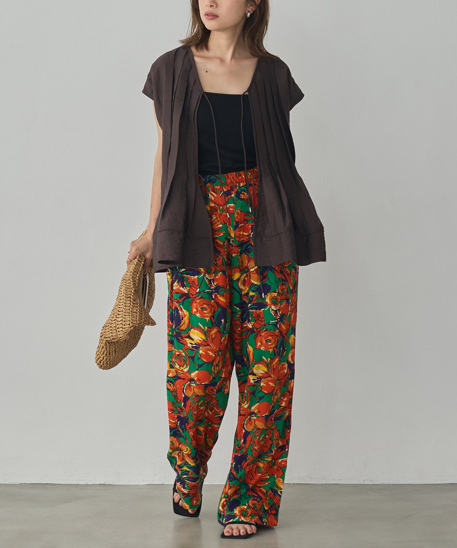 PARACHUTE FABRIC 2WAY TUCK BLOUSE