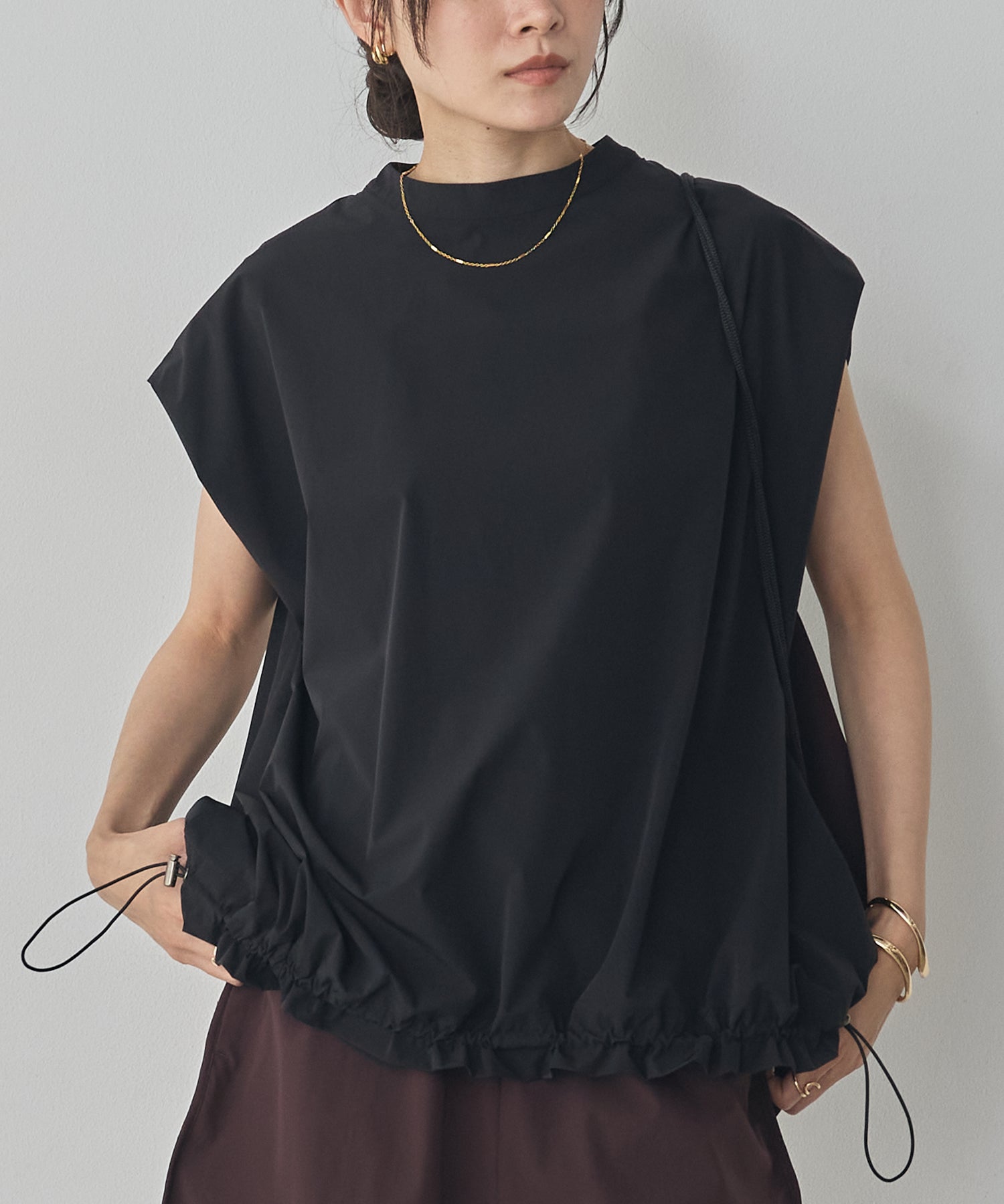 [ICE TOUCH] SLEEVELESS DRAWSTRING TOPS
