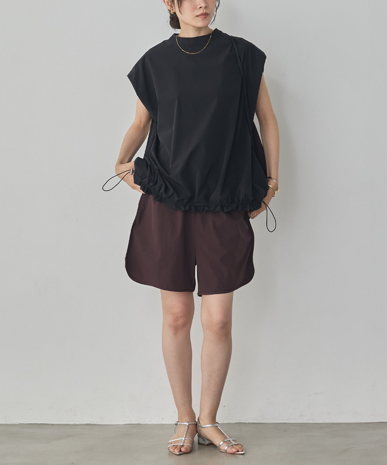 [ICE TOUCH] SLEEVELESS DRAWSTRING TOPS