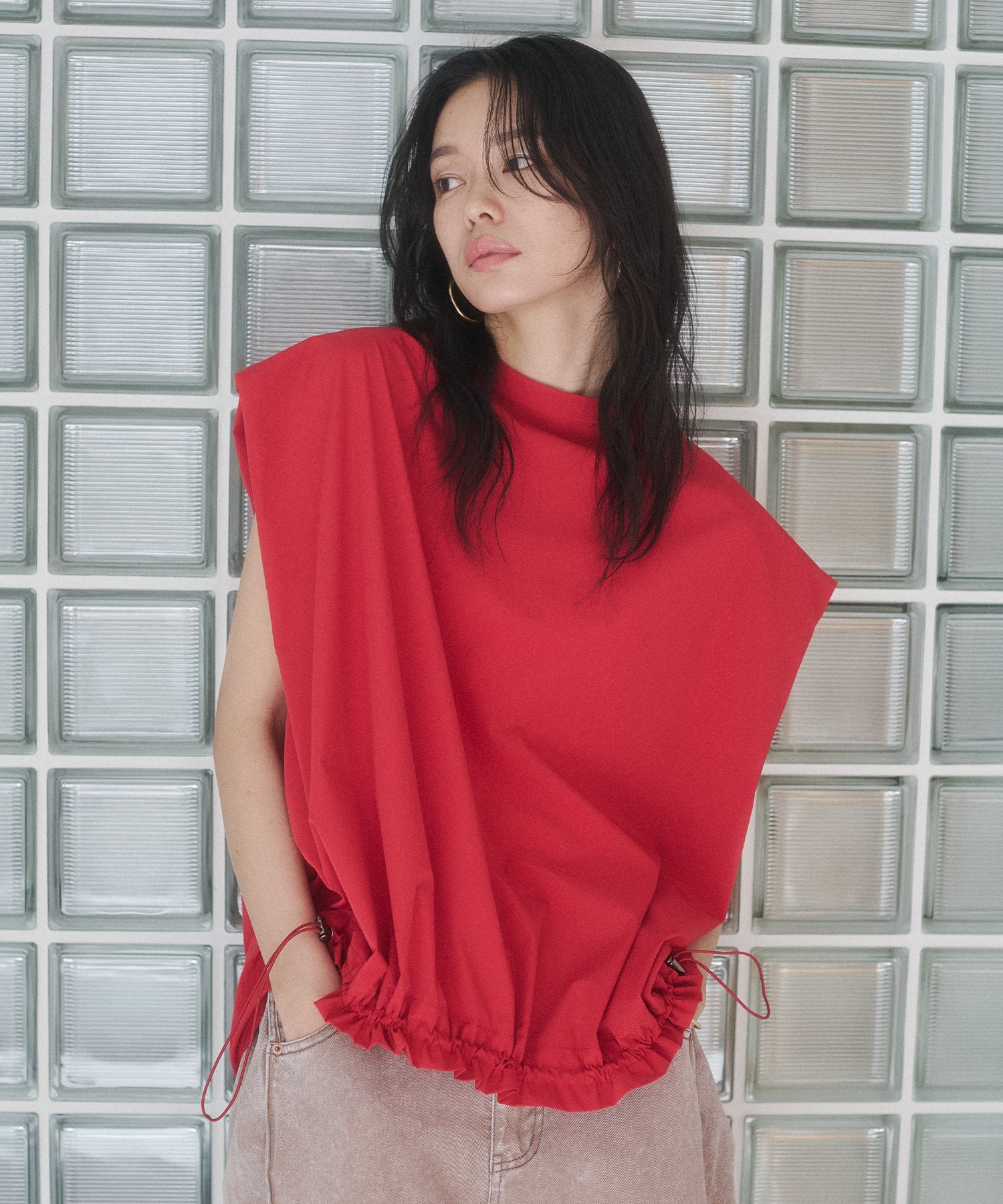 《PRE-ORDER》[ICE TOUCH] SLEEVELESS DRAWSTRING TOPS